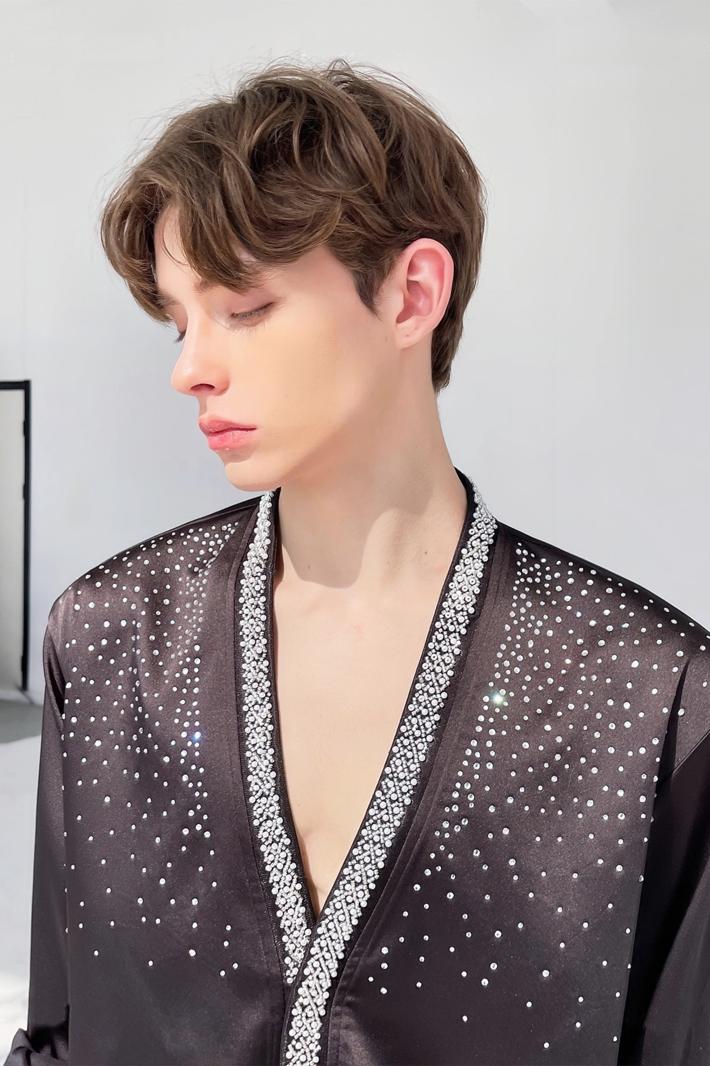 Mohamed black crystal-embellishment shirt