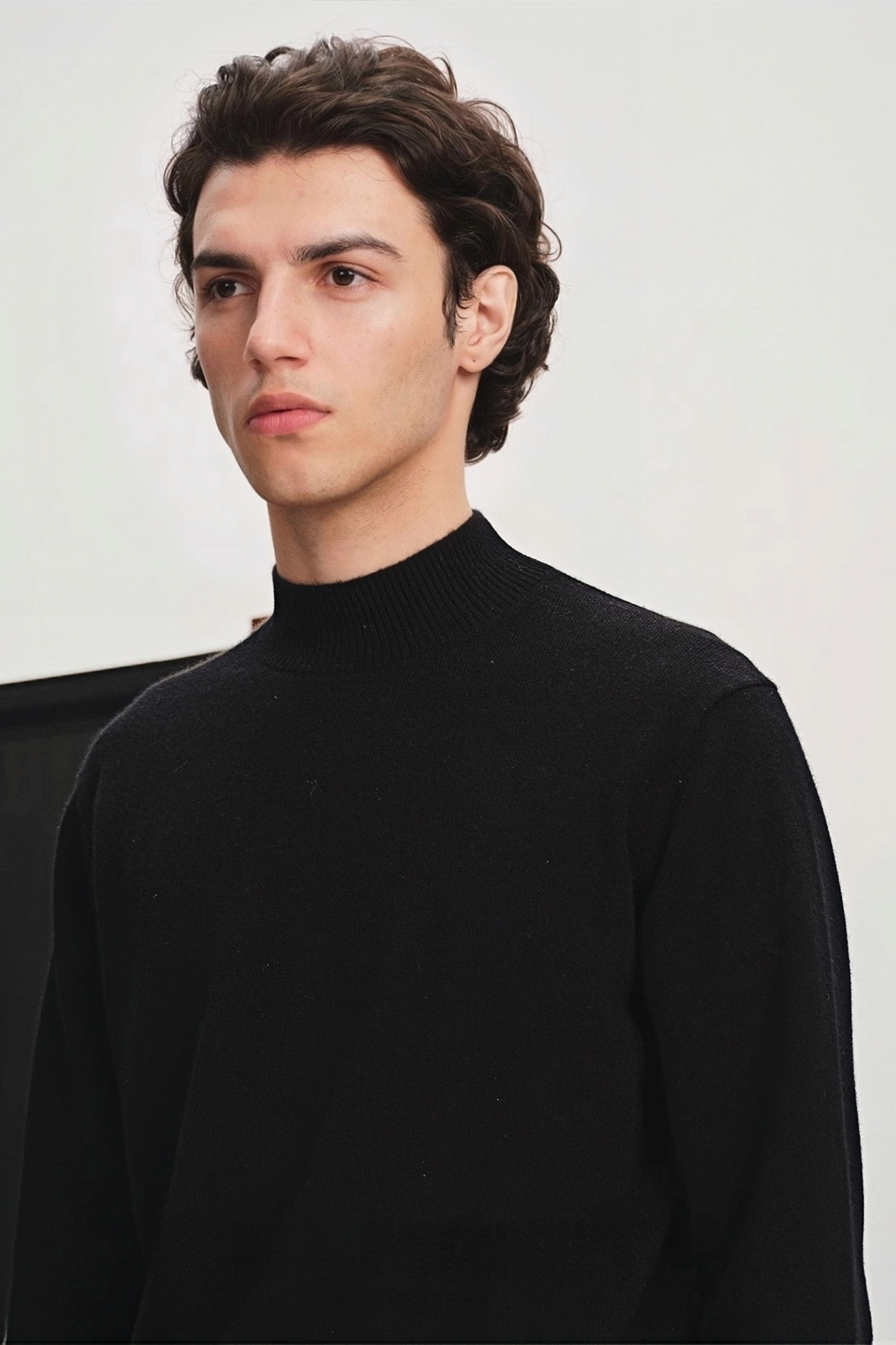 Elliot black mock-neck cashmere sweater