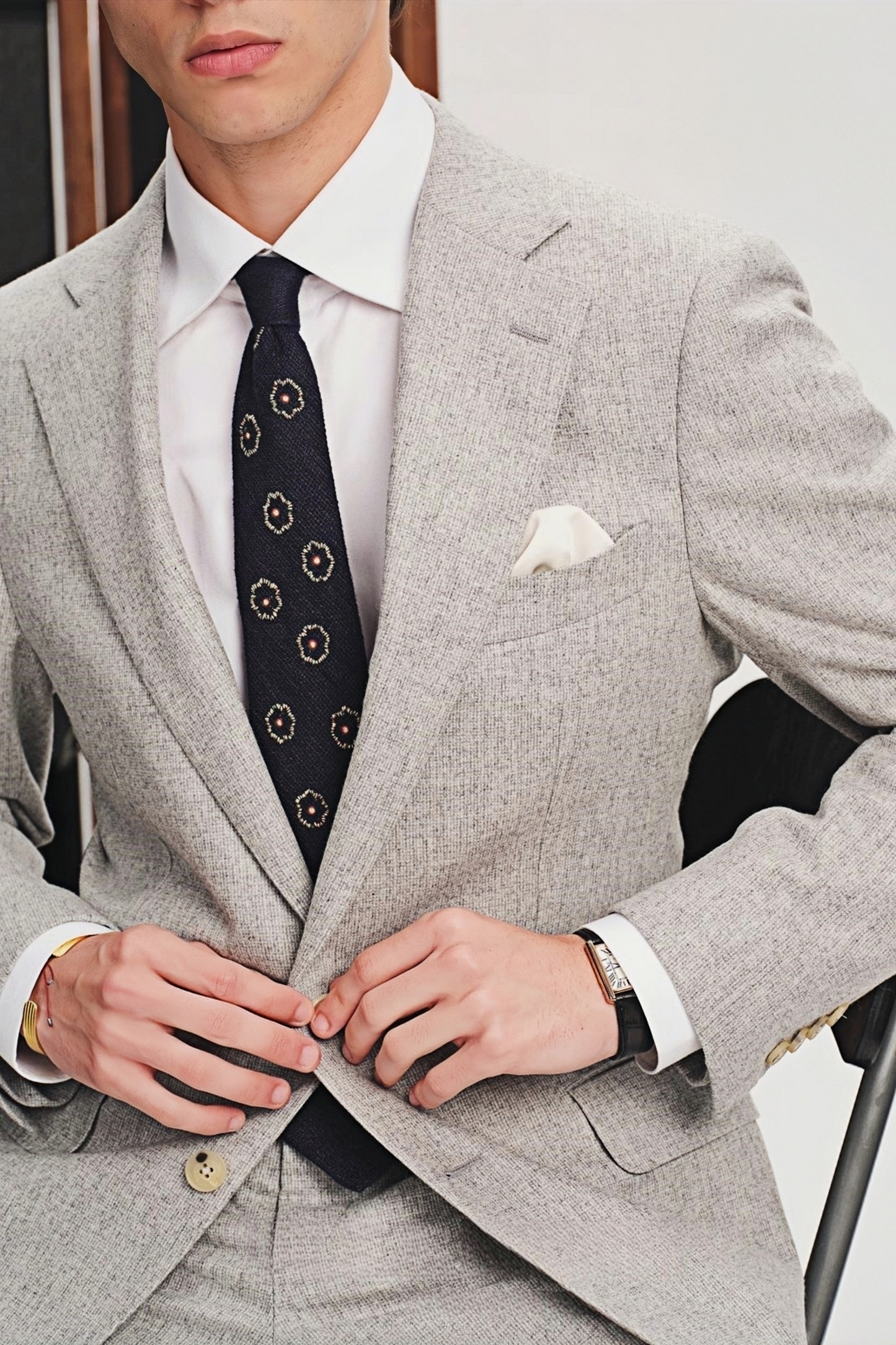 Godric light-gray flannel suit