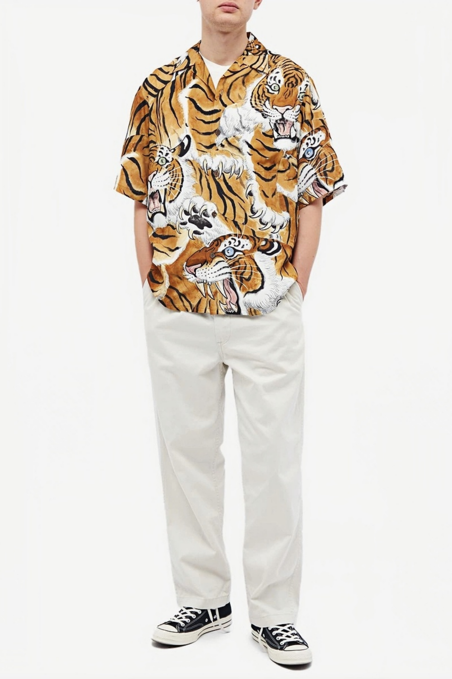 Grégoire yellow tiger face short-sleeve shirt