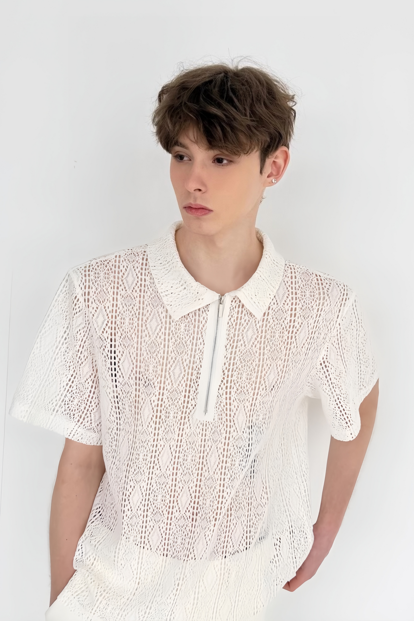 Tuur white floral faux-pearl embellishment shirt