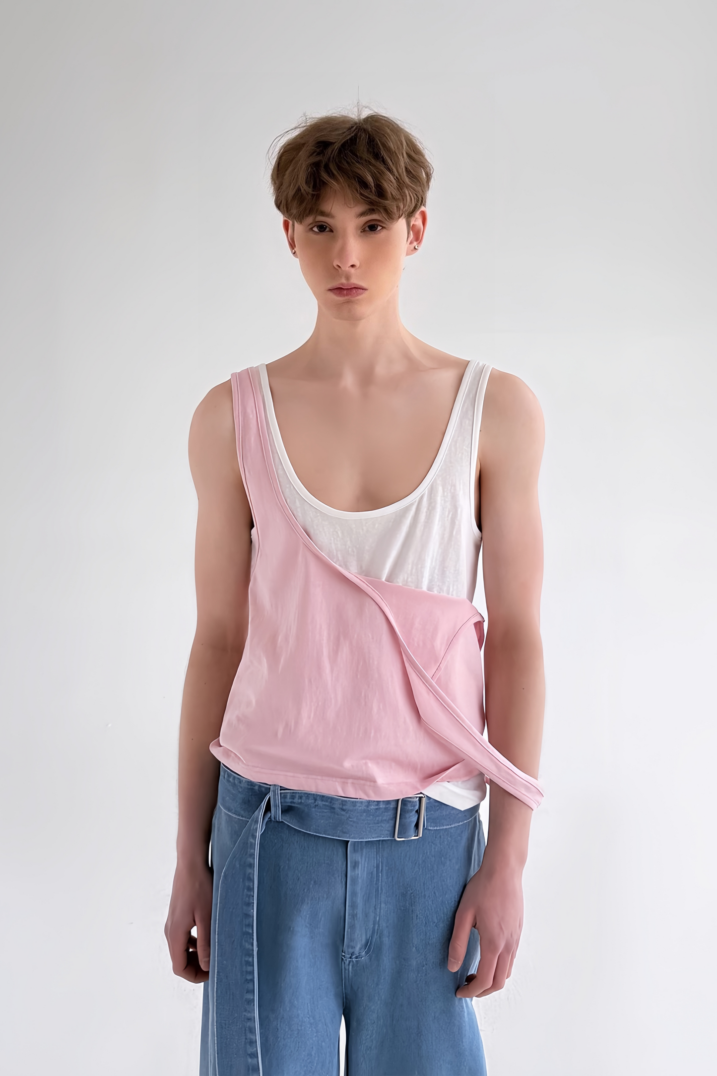 Adrien Pink Stacked Minimalist Tank Top