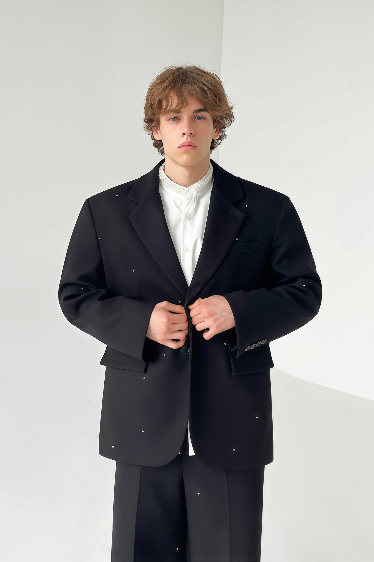 Felix black crystal-embellished suit
