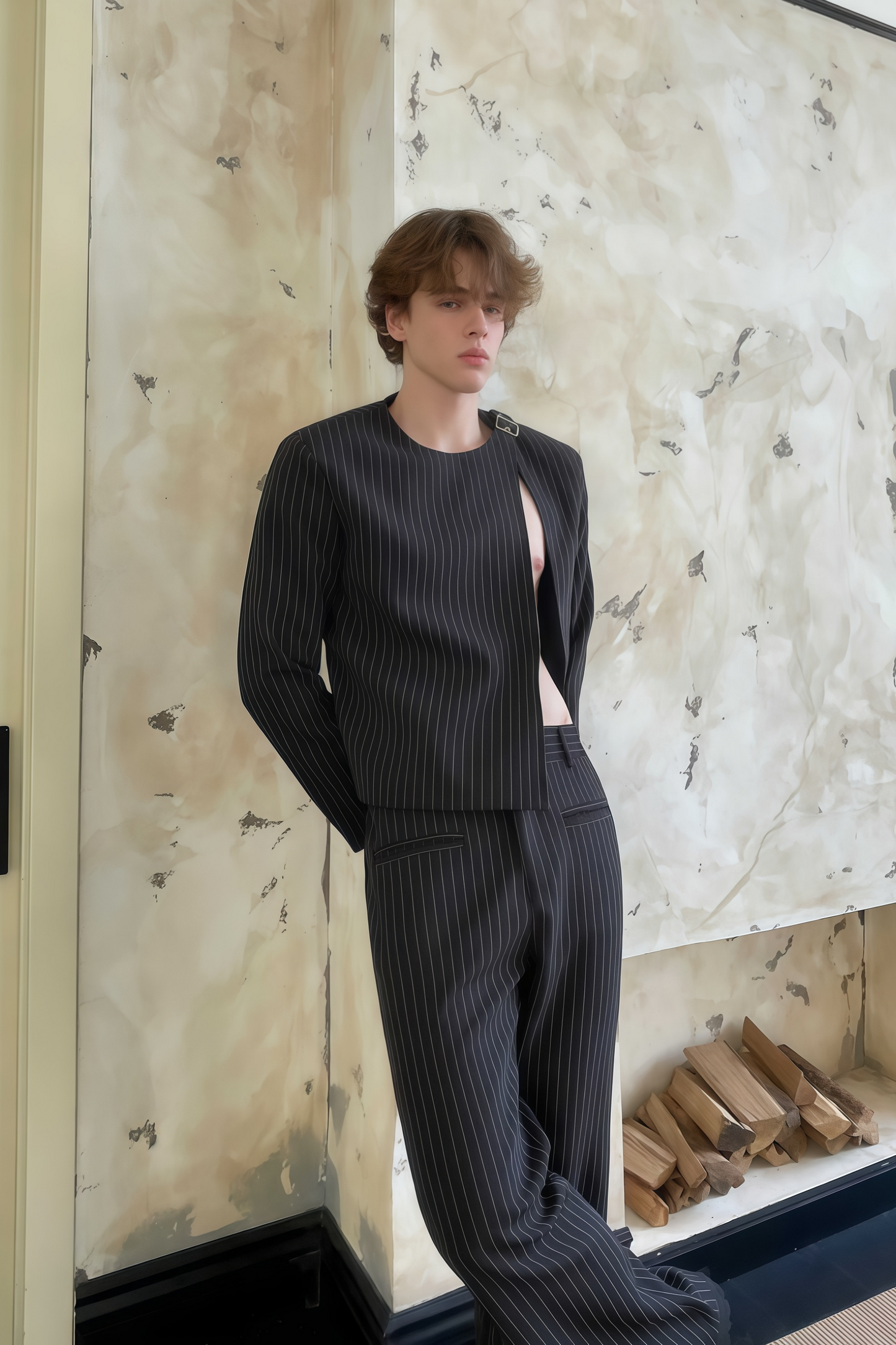 Viktor black asymmetric cut-out suit