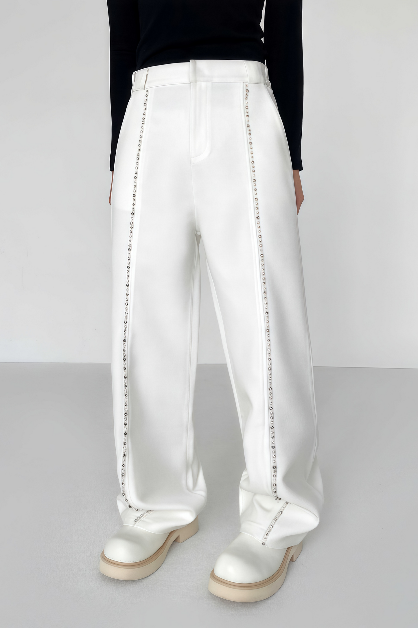 Matthew white crystal-embellished trousers