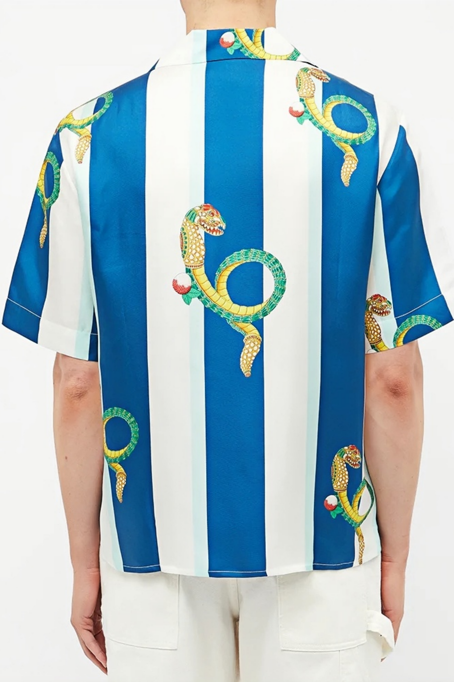 Anatole blue striped snake short-sleeve shirt