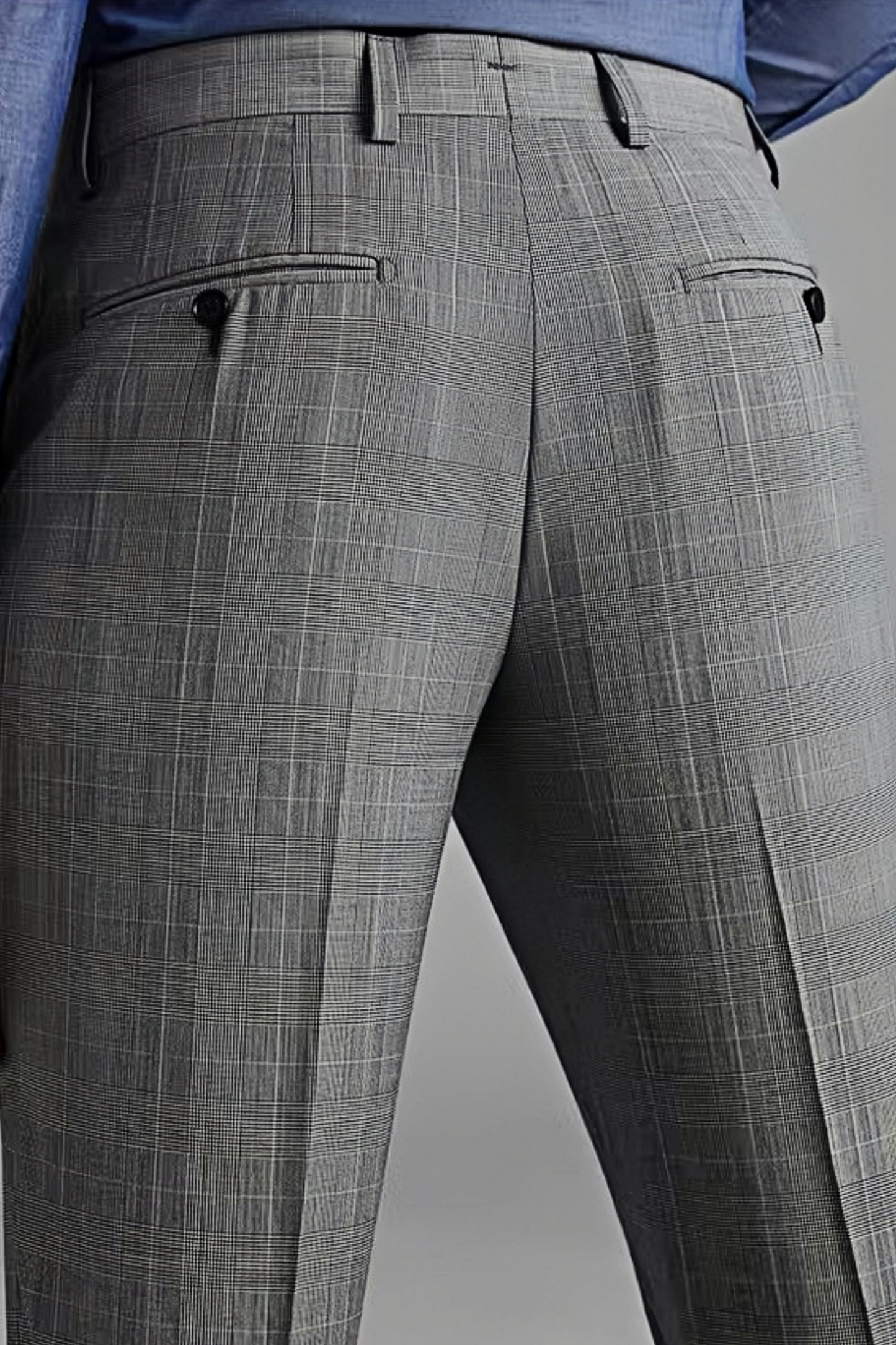 Barnaby light-gray glen-plaid trousers