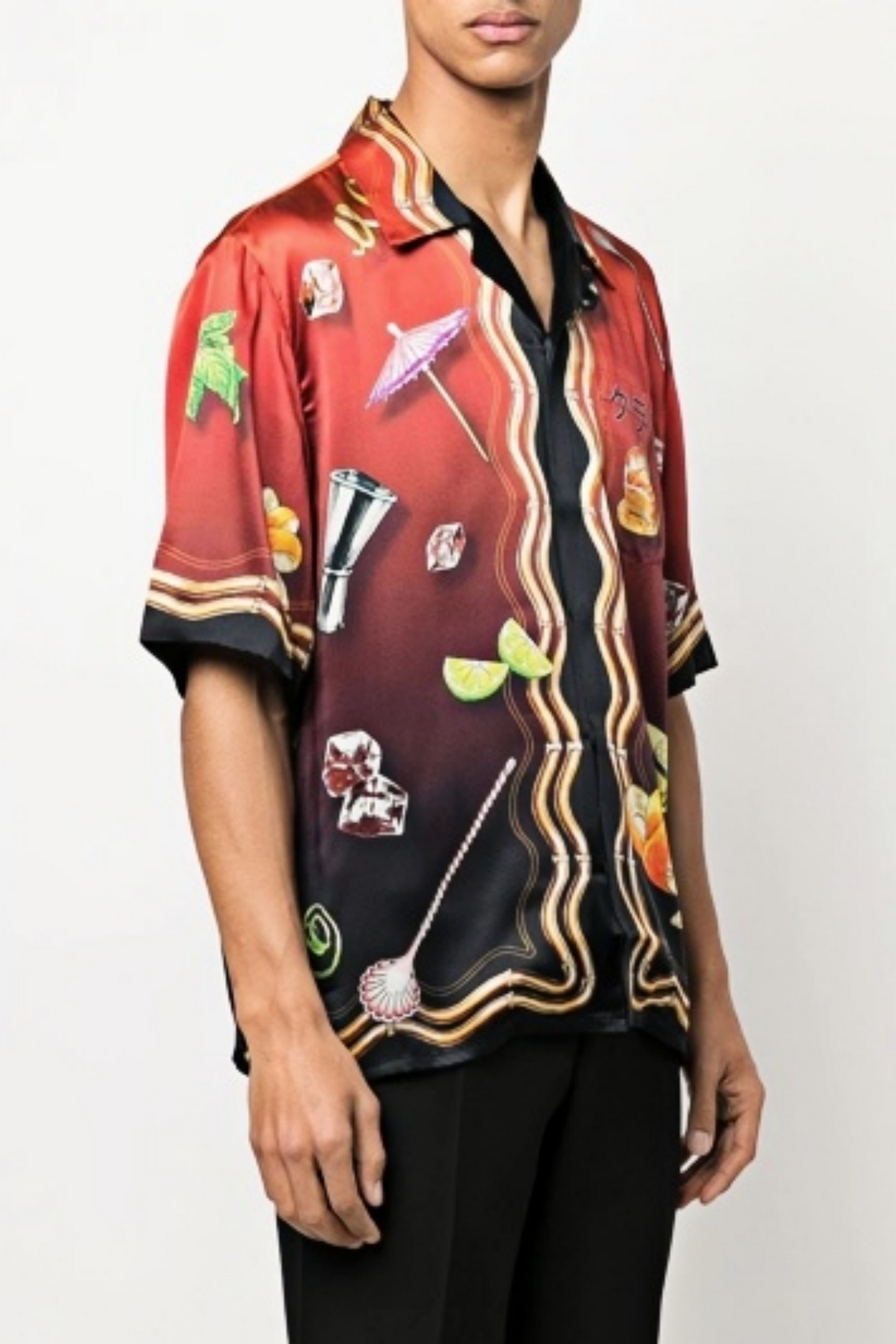 Caleb red party print short-sleeve shirt