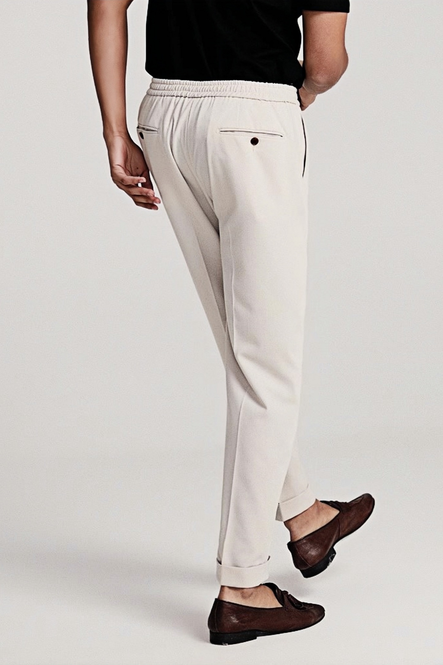 Victor beige ankle-length trousers