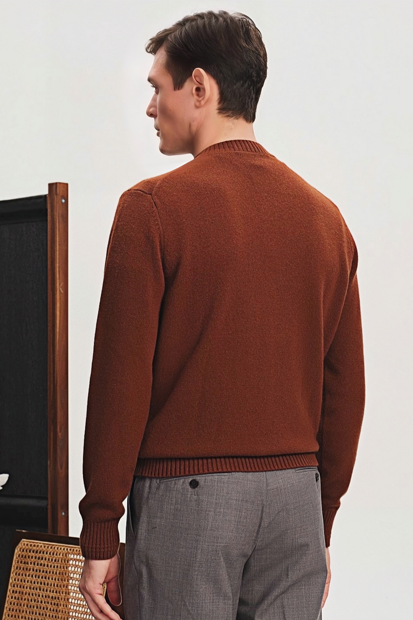 Yves brown Henley-collar jumper
