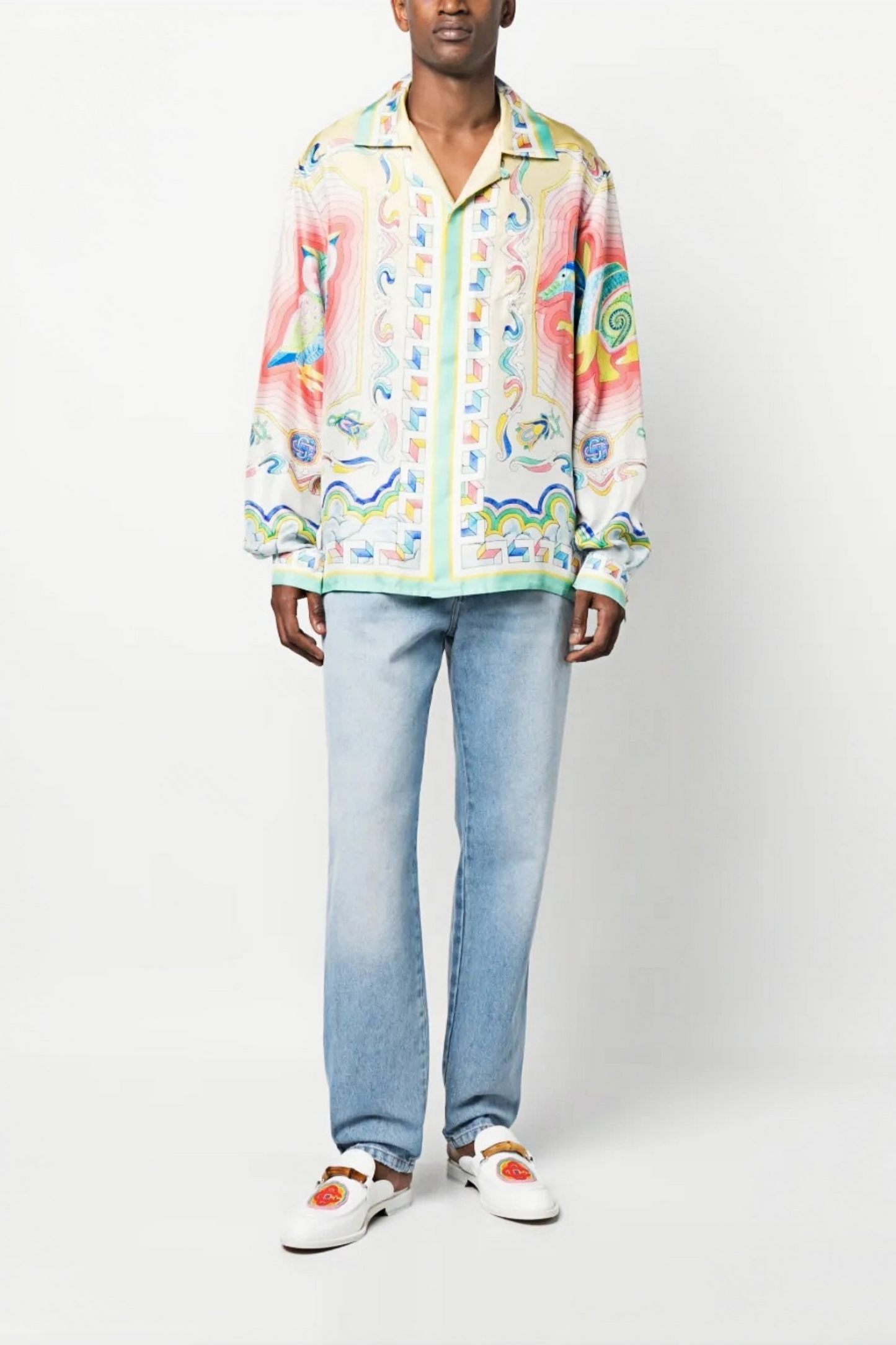 Gauthier white pastel bunny print long-sleeve shirt