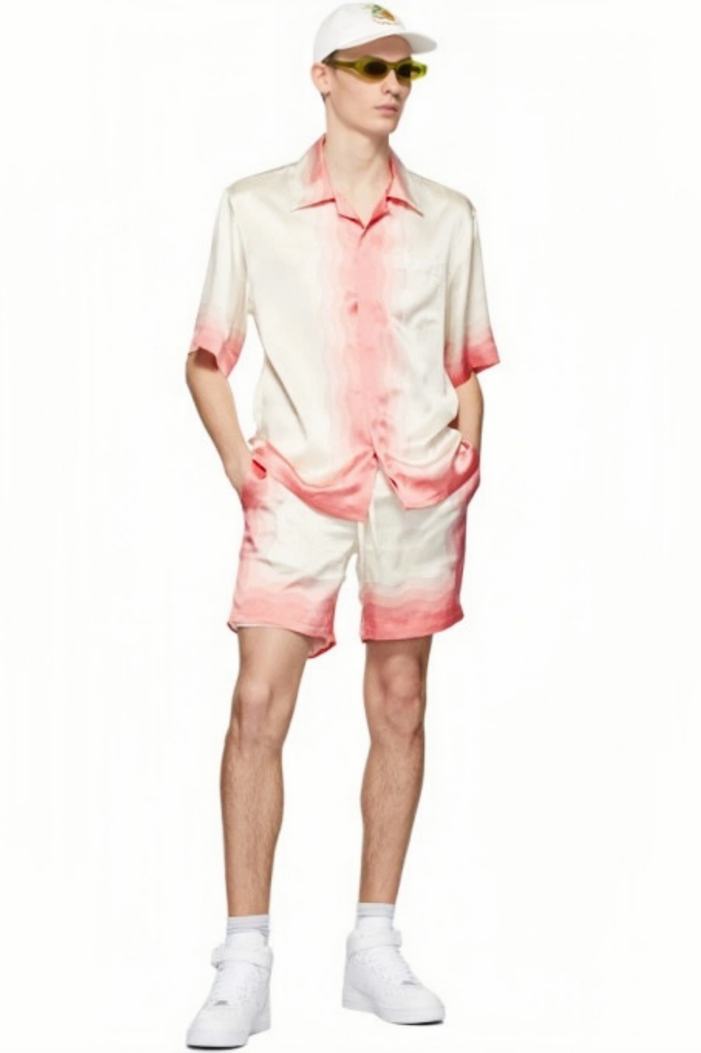 Oscar pink floral print short-sleeve shirt