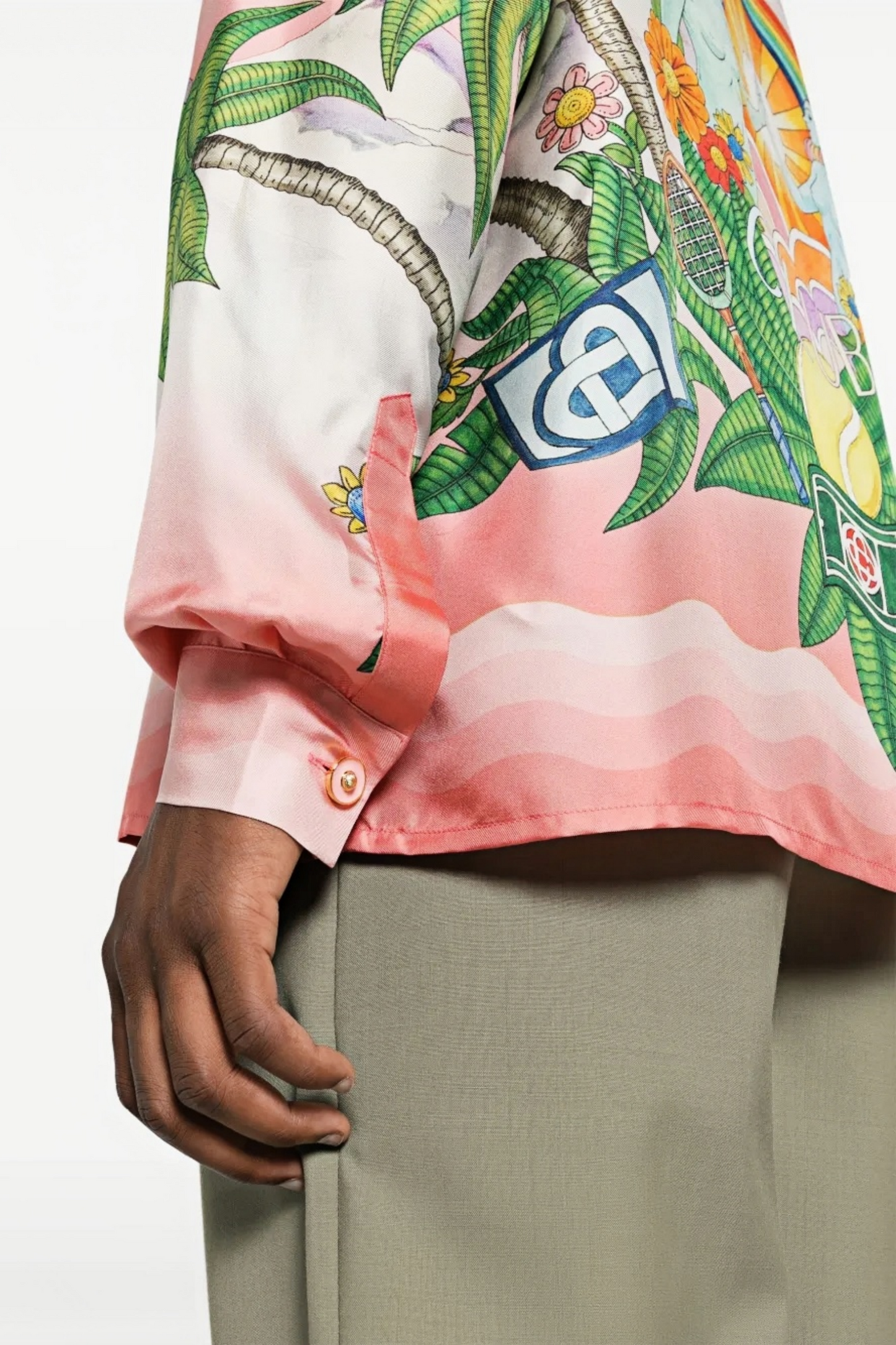 Xavier pink tropical dragon long-sleeve shirt