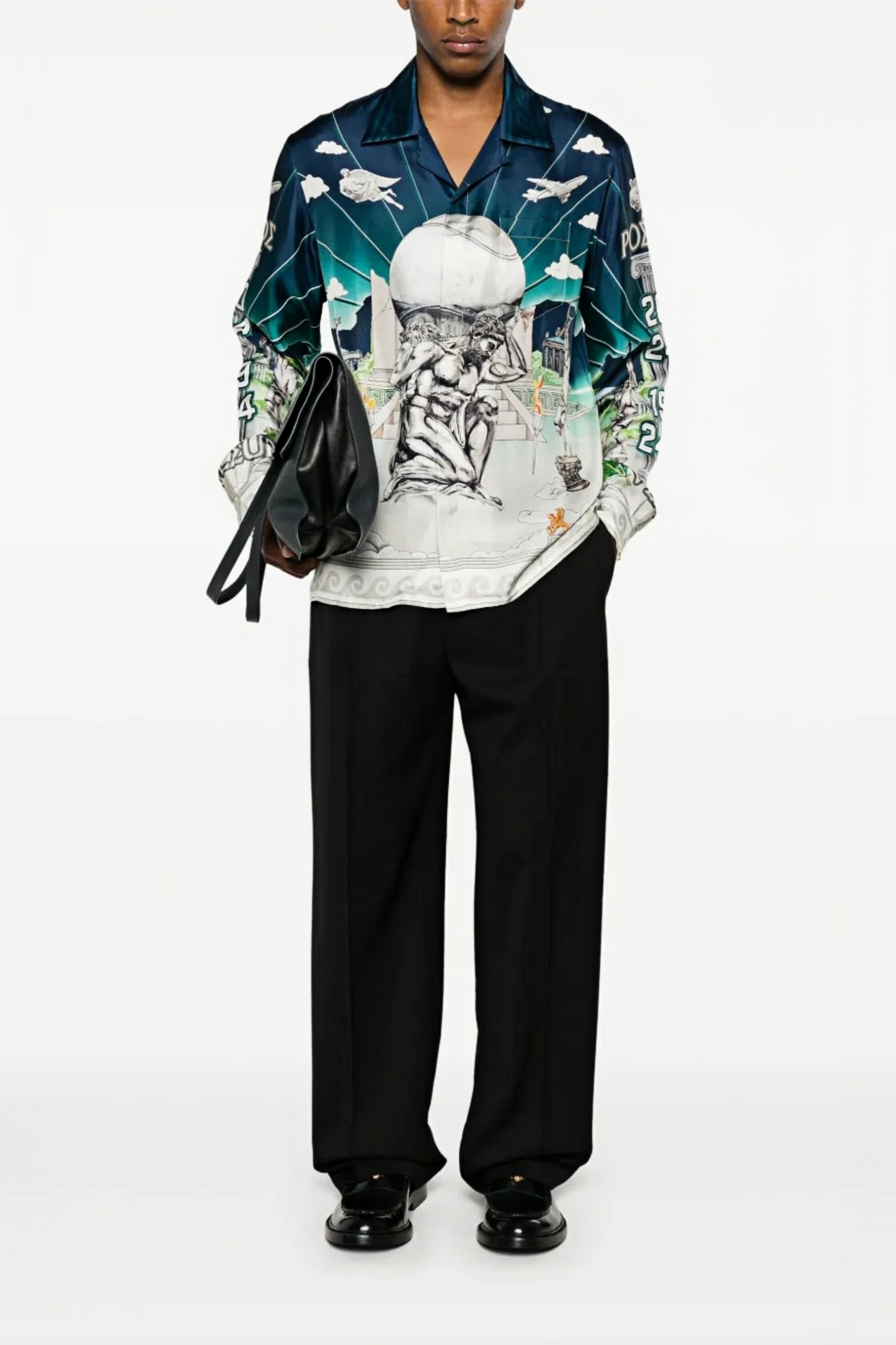 Zac blue statue print short-sleeve shirt