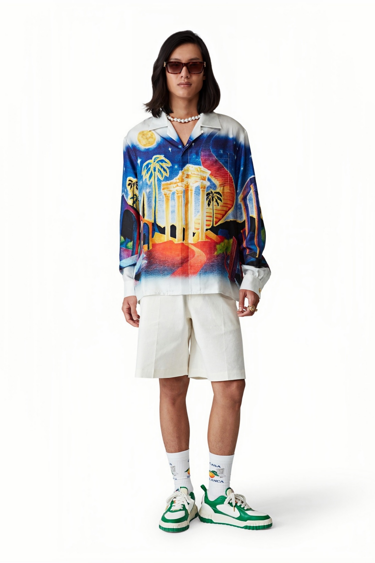 Samuel blue cityscape print long-sleeve shirt
