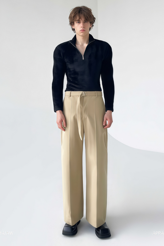 Adam khaki wide-leg trousers