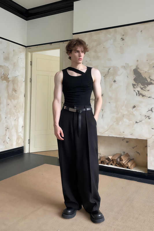 Victor black fitted tank top