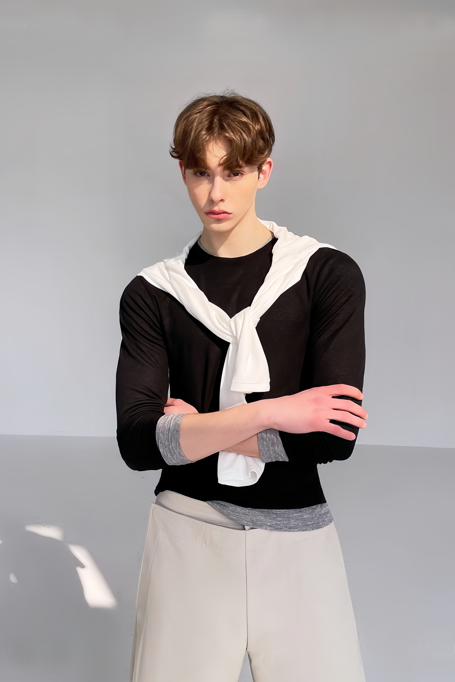 Gaston black faux two-piece jersey