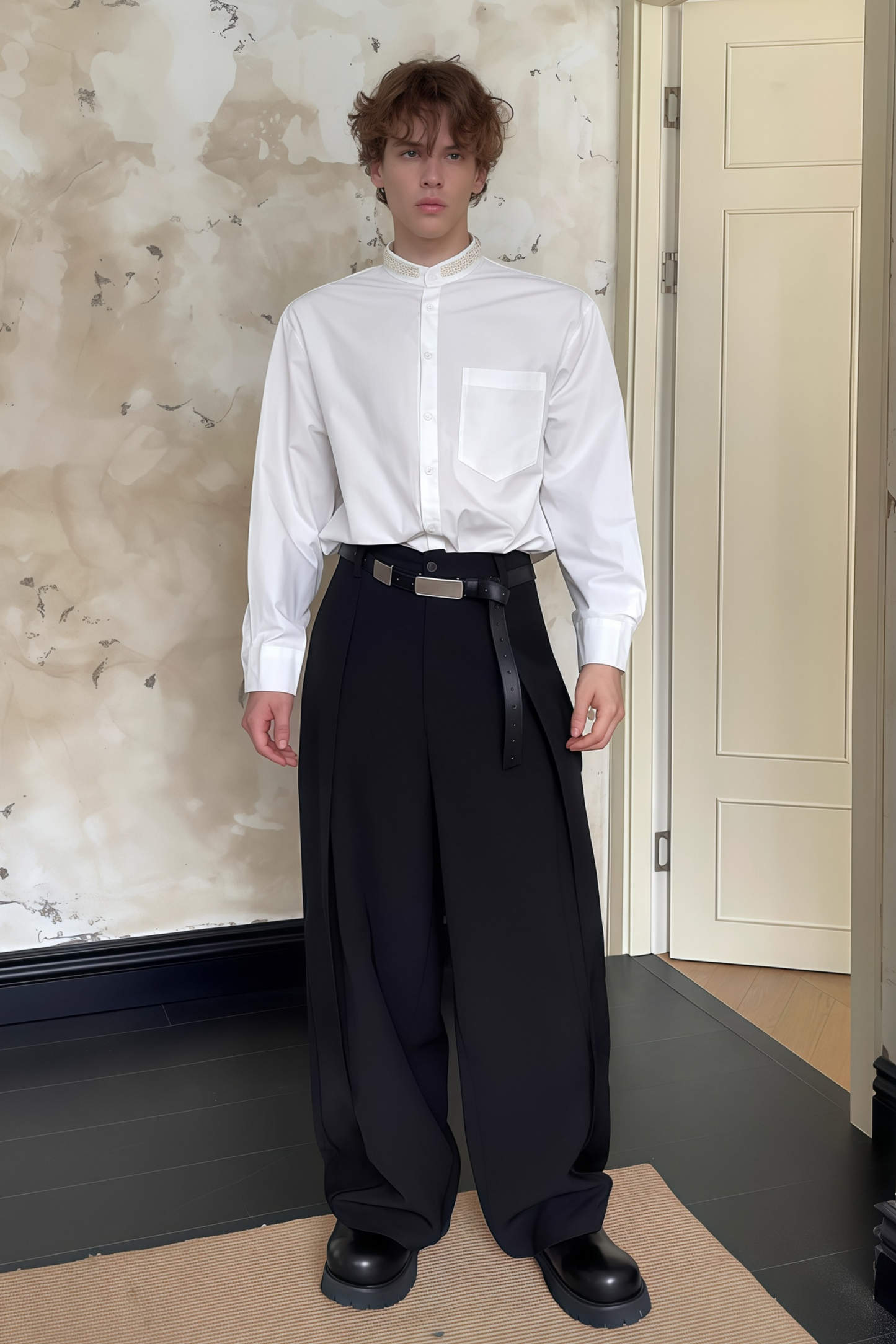 Nicolas black wide-leg trousers