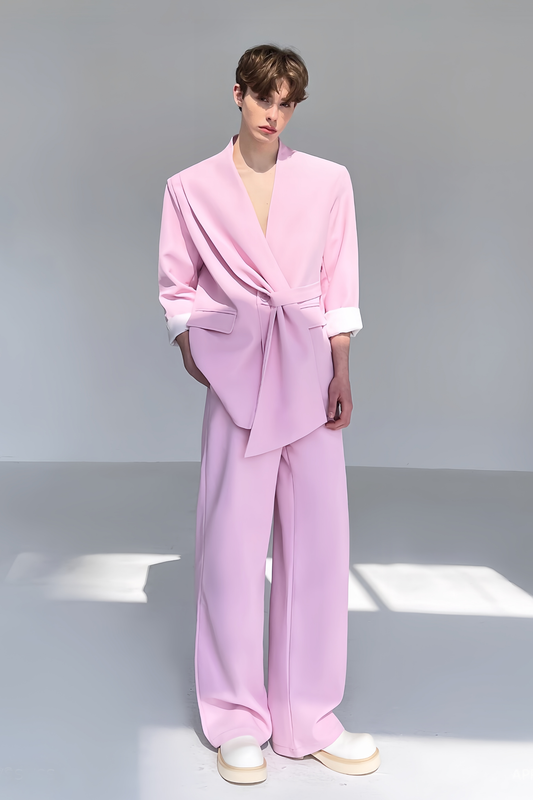 Basile pink wrap-style suit