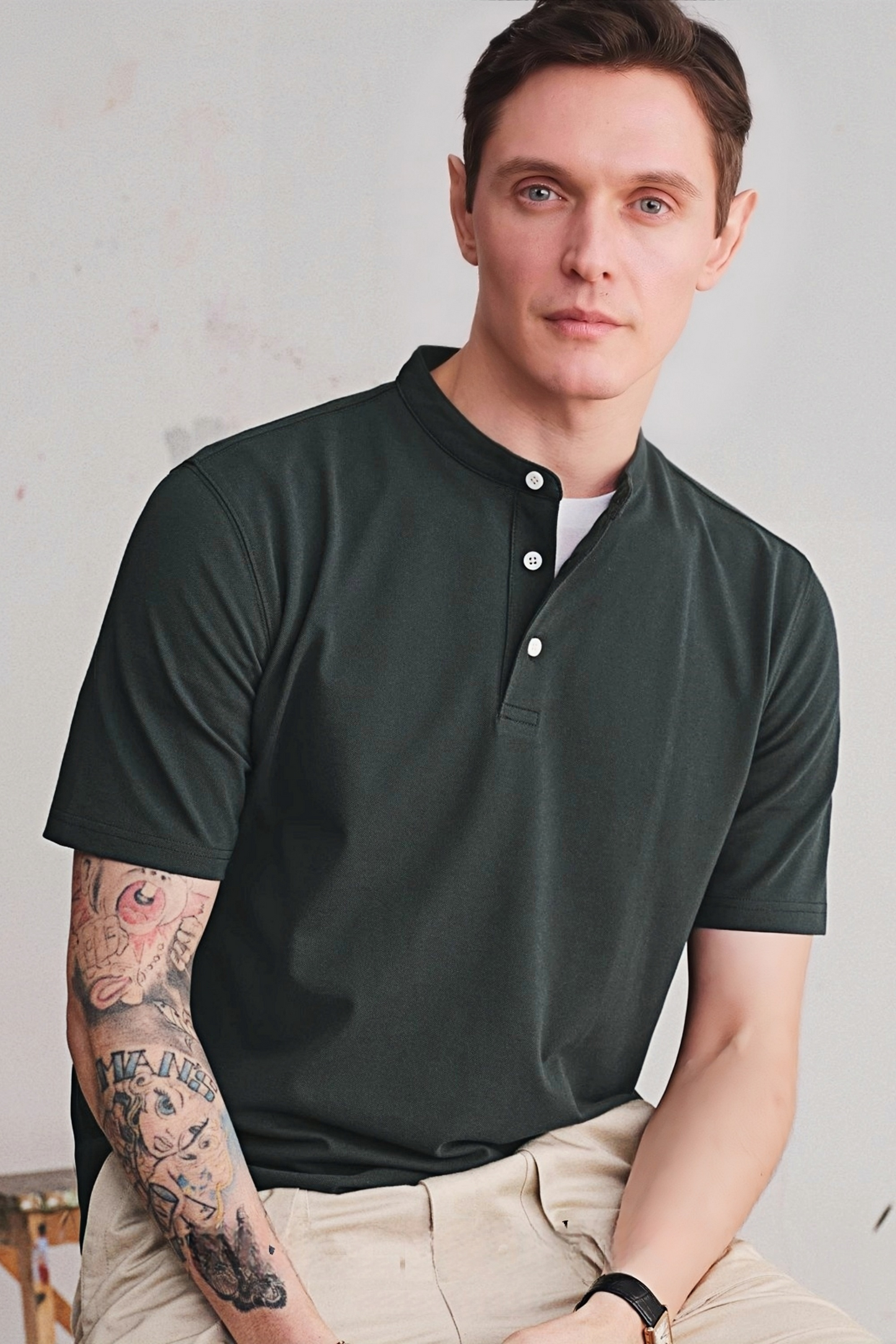 Yves green Henley shirt