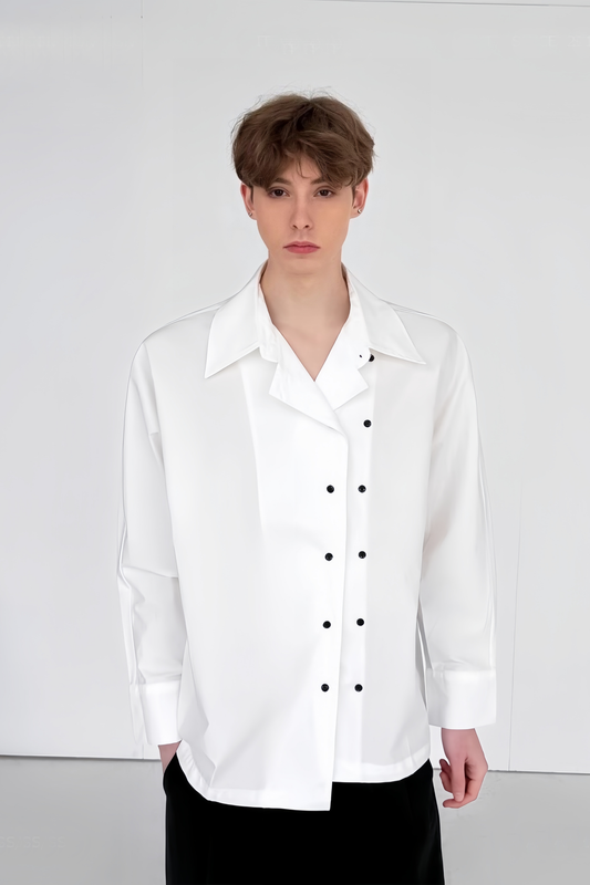 Henri white double-breasted shirt