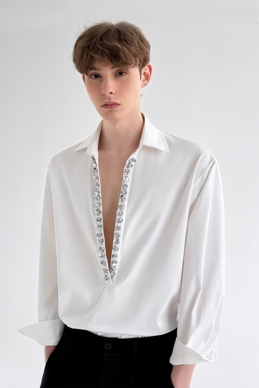 Gust white sequin-embellishment shirt