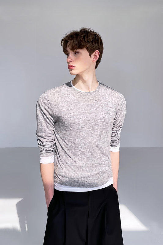 Gaston gray faux two-piece jersey