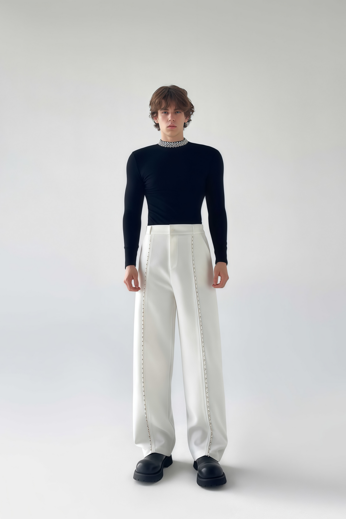 Matthew white crystal-embellished trousers