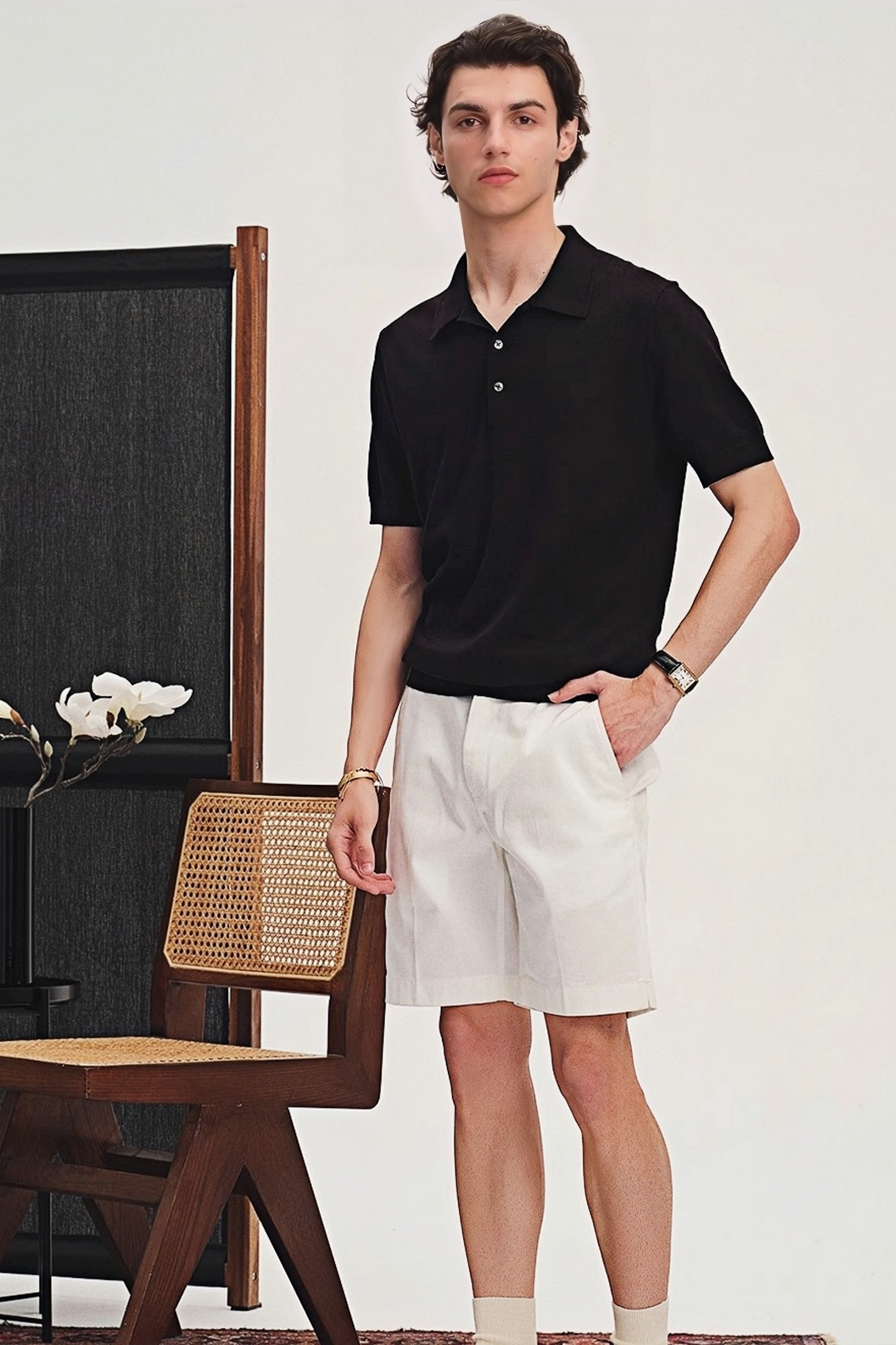 Noah black cotton polo shirt