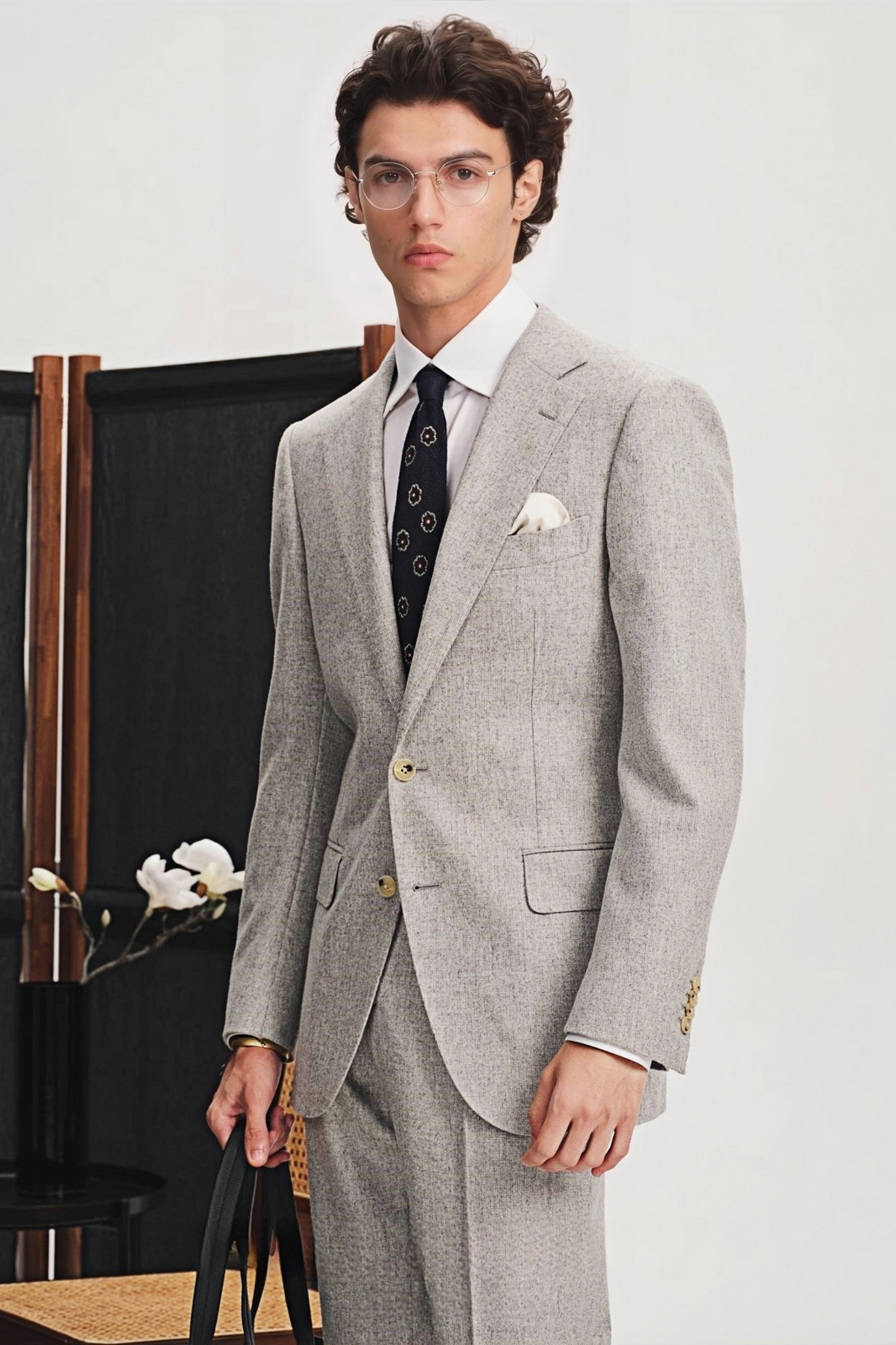 Godric light-gray flannel suit