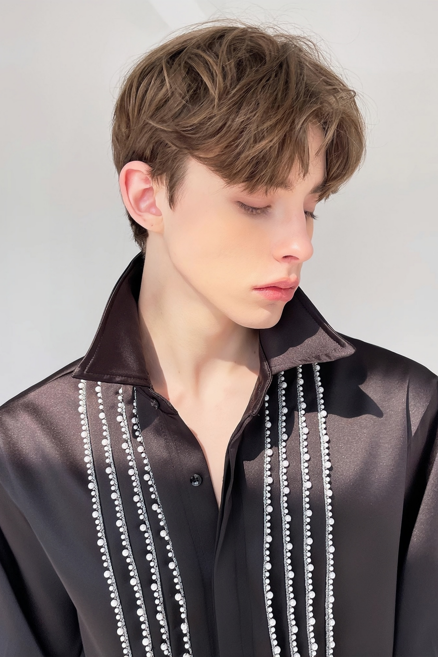 Mathis Black Faux-pearl Embellishment Shirt