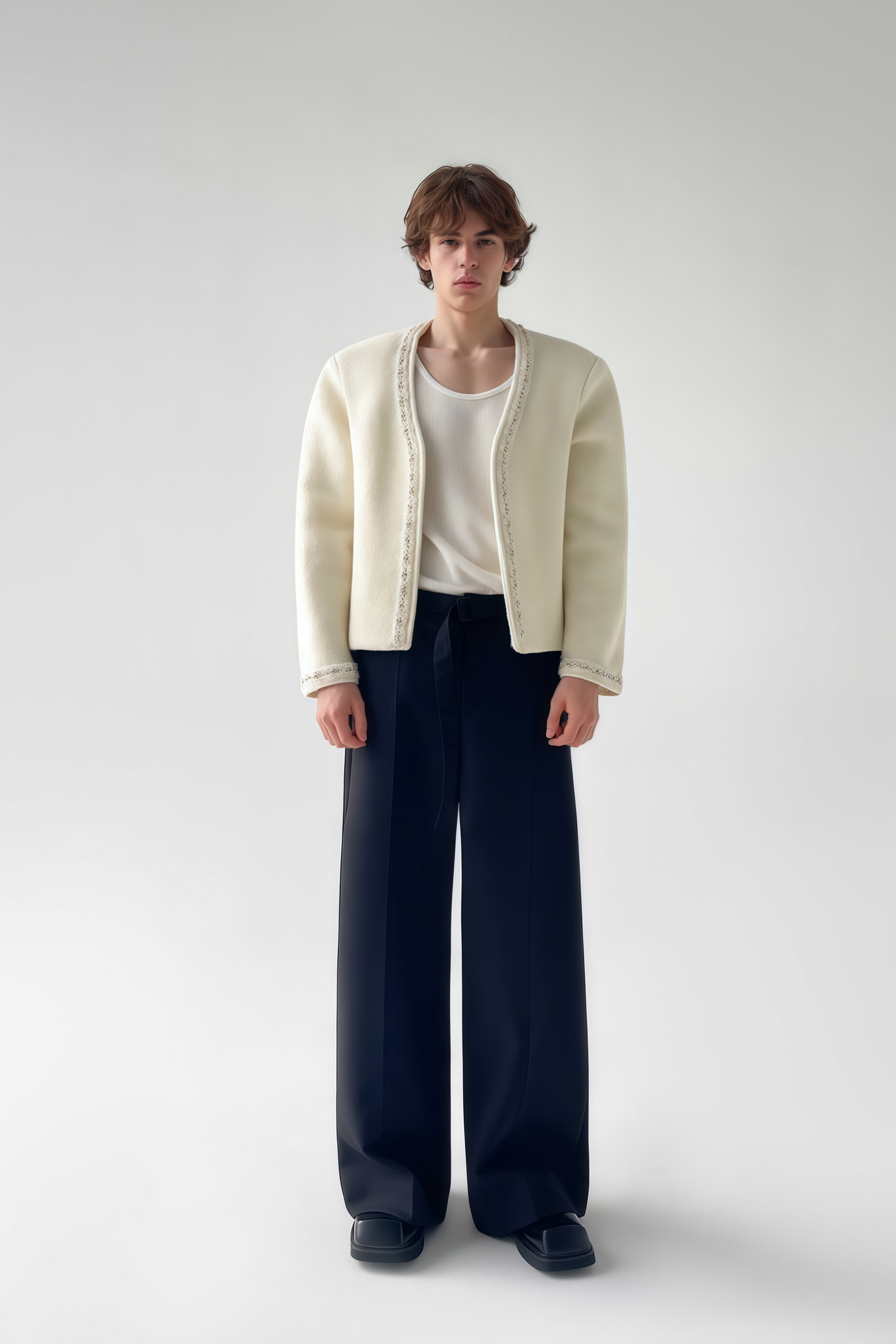 Grisham white crystal-embellished wool cardigan