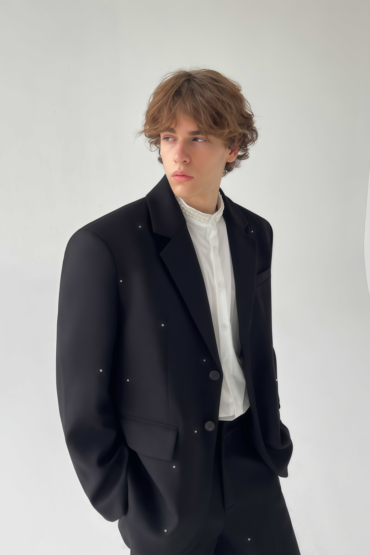 Felix black crystal-embellished suit