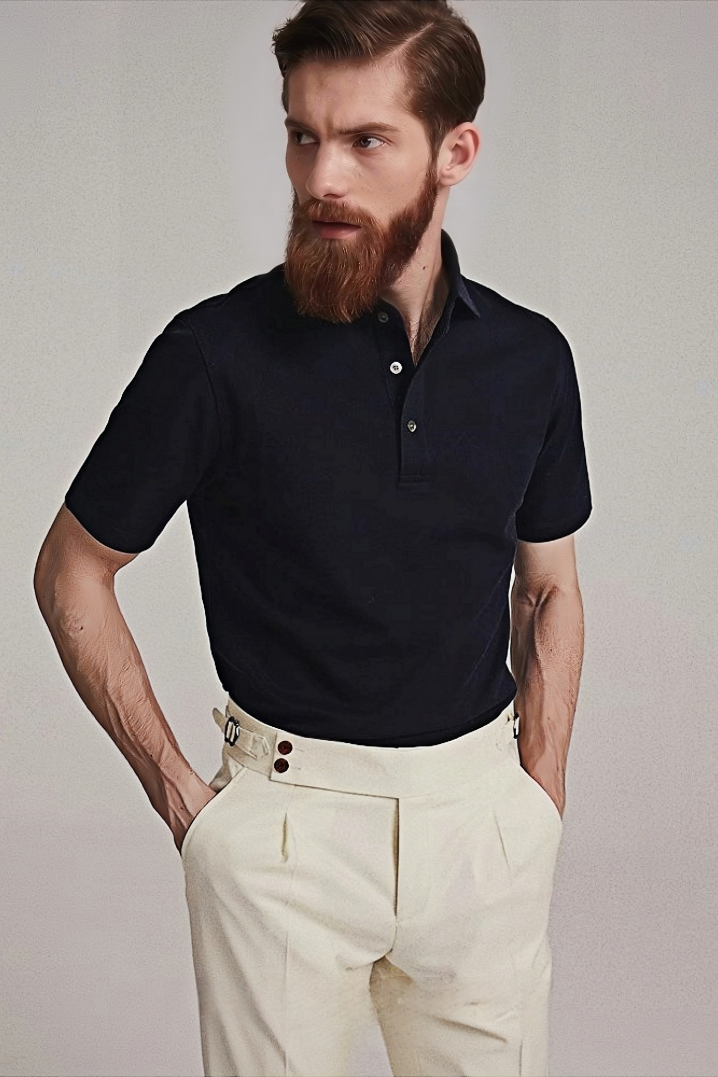 Yves navy-blue cotton polo shirt