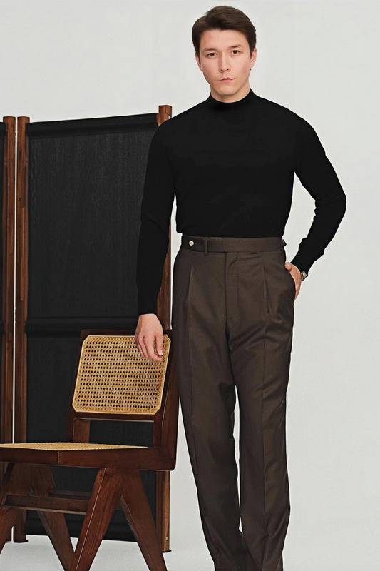 Atlas black knitted mock-neck jumper