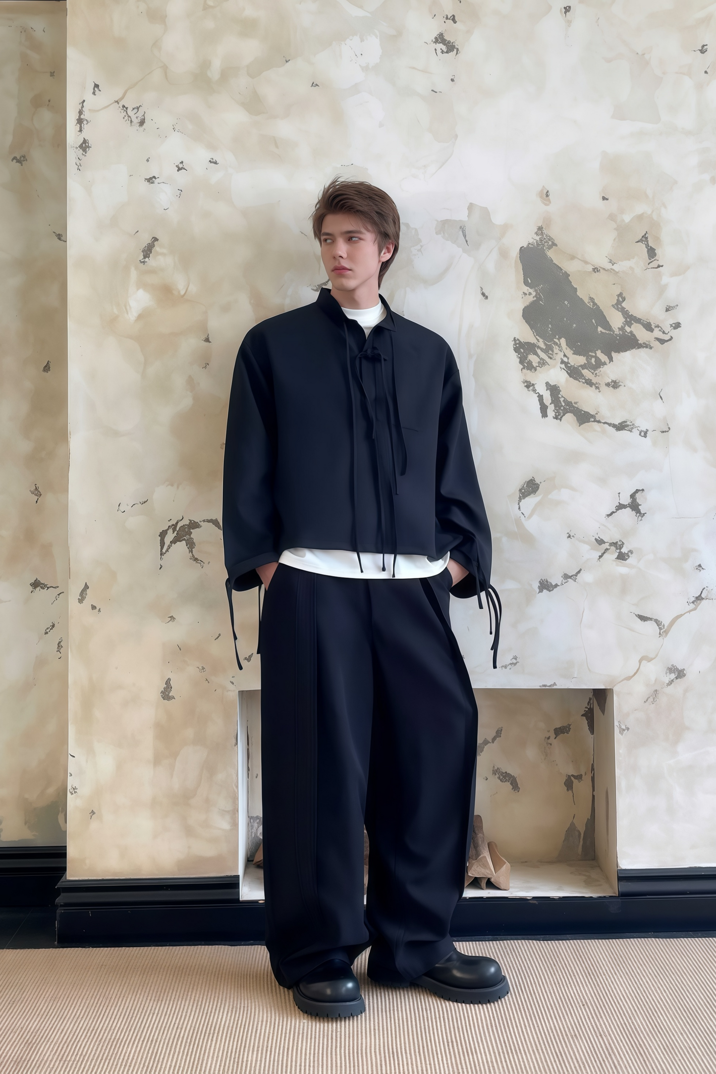 Étienne black strap-detail sweatshirt