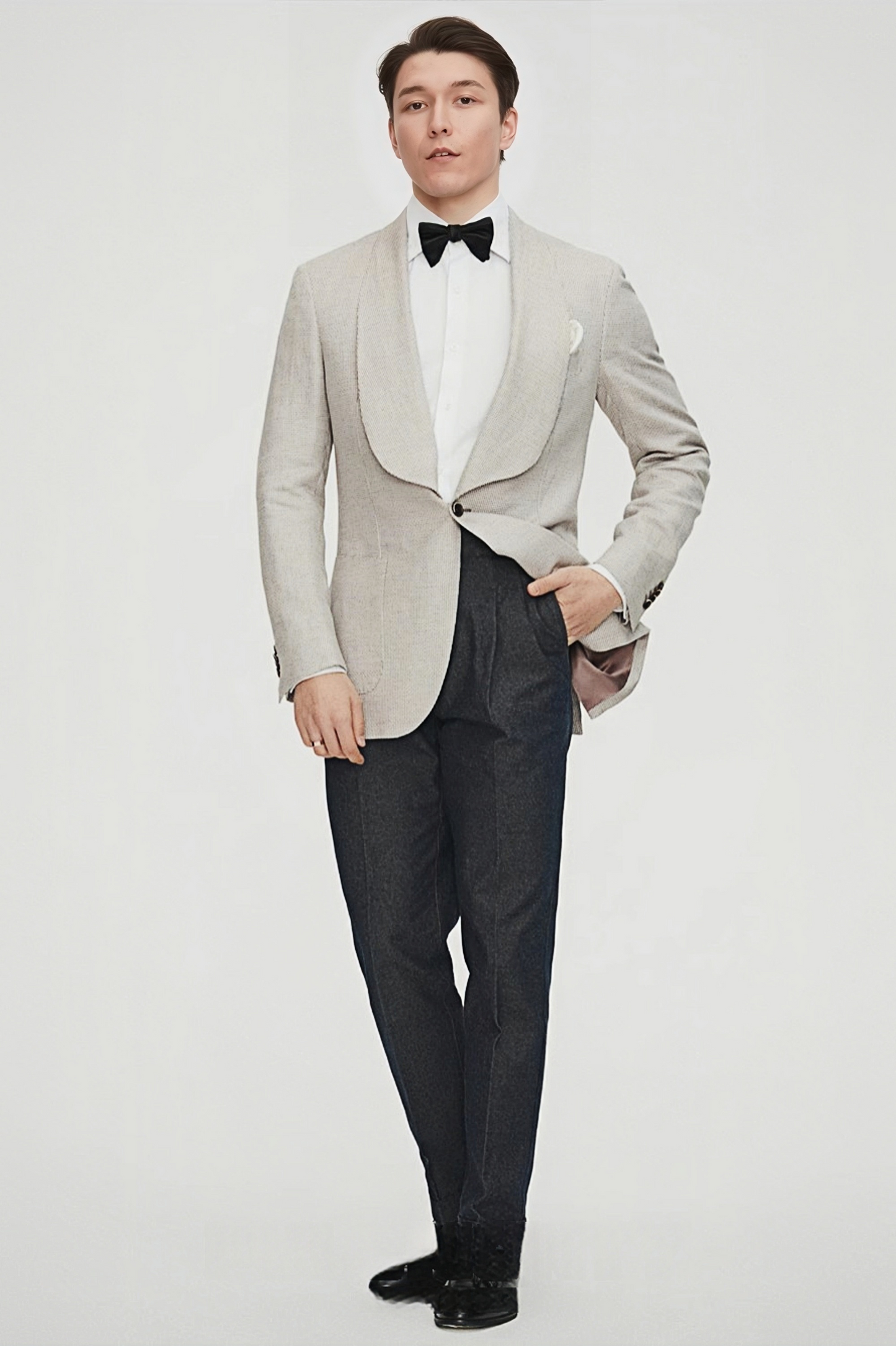 Orion light-khaki shawl-lapels blazer