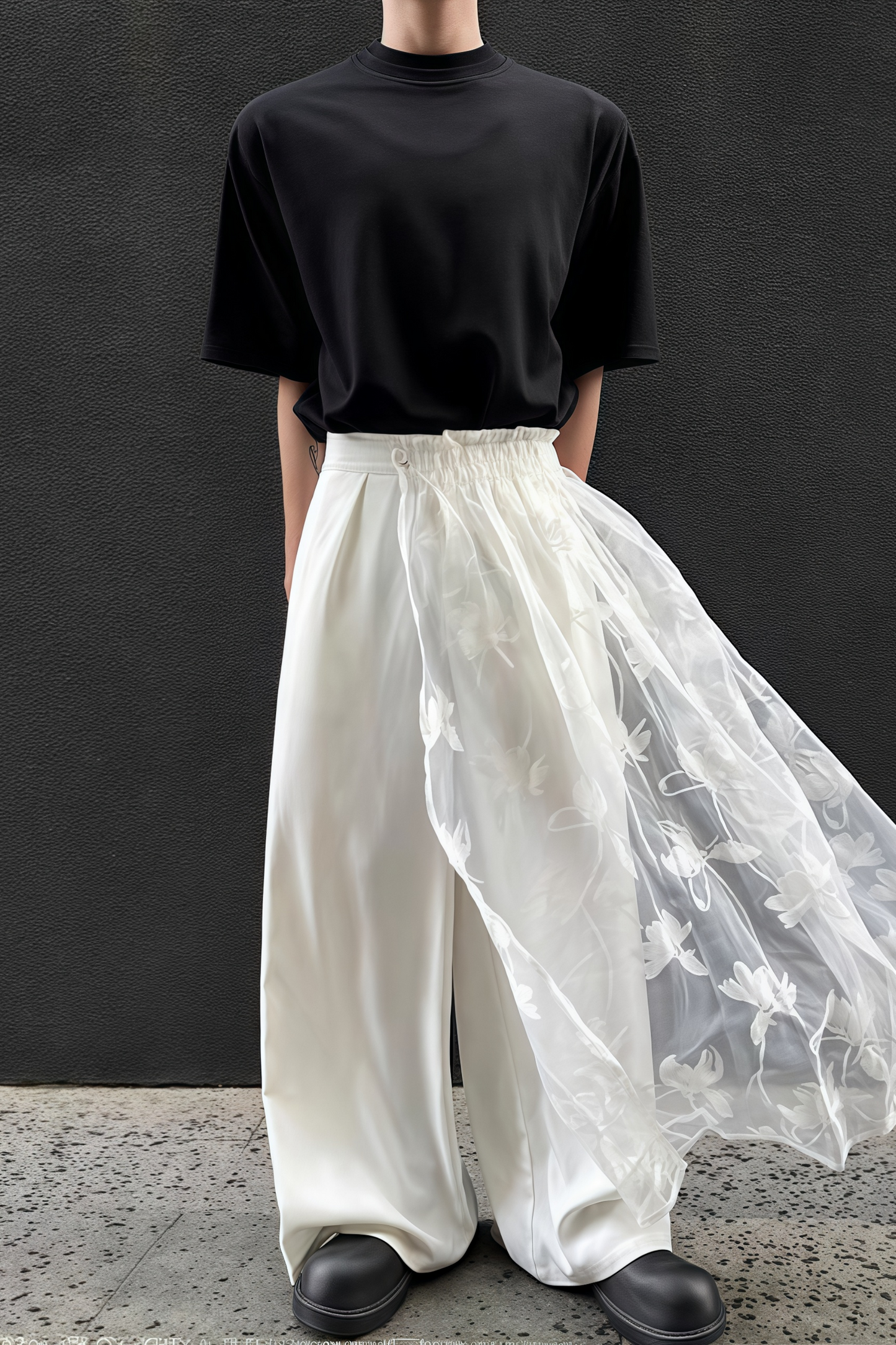 Matthew white layered mesh trousers