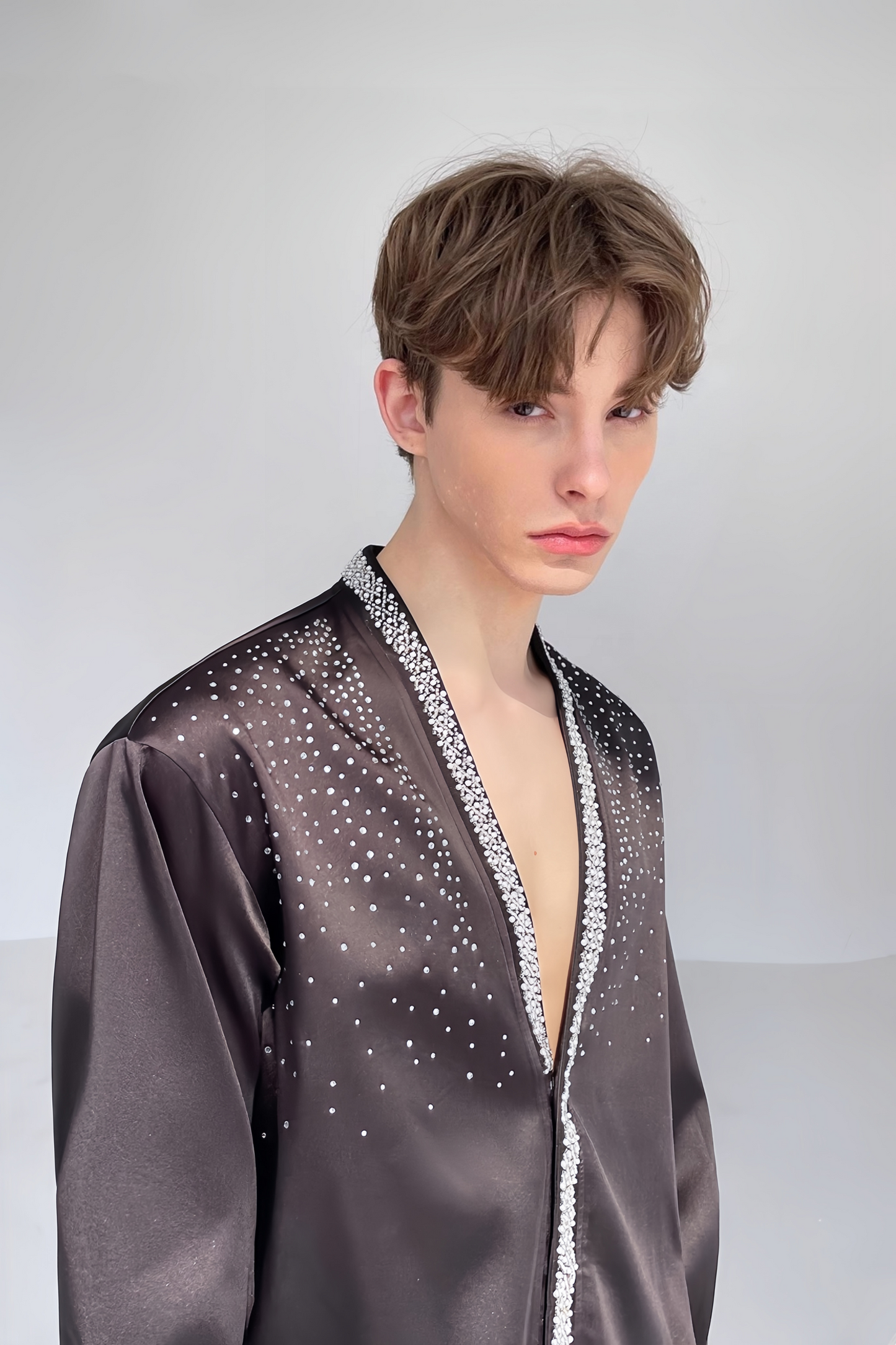Mohamed black crystal-embellishment shirt