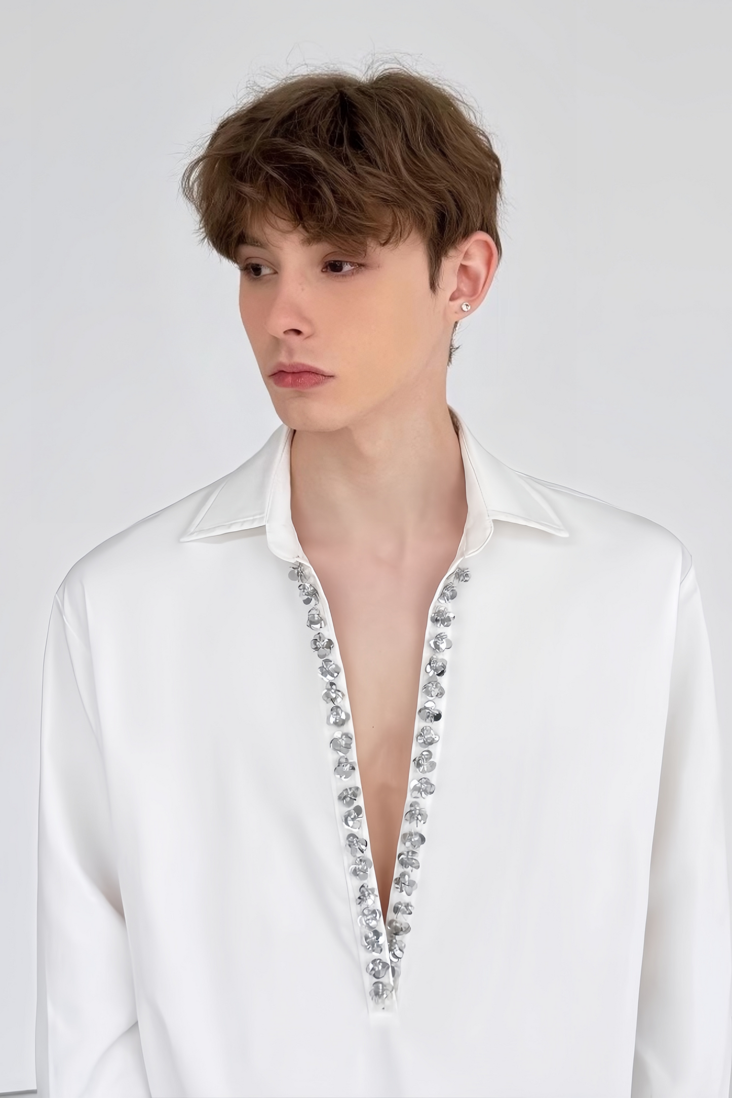 Gust white sequin-embellishment shirt