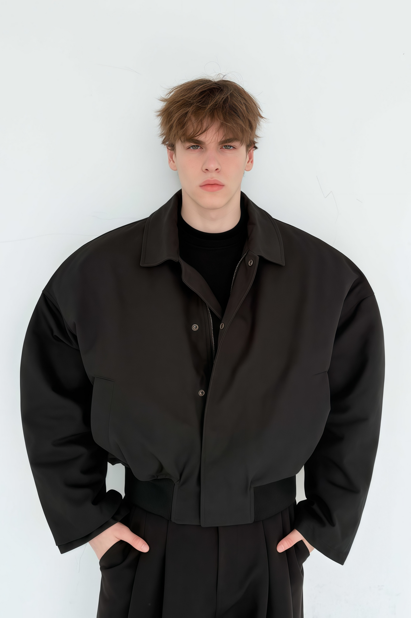 Thor black cinched-waist cropped cotton jacket