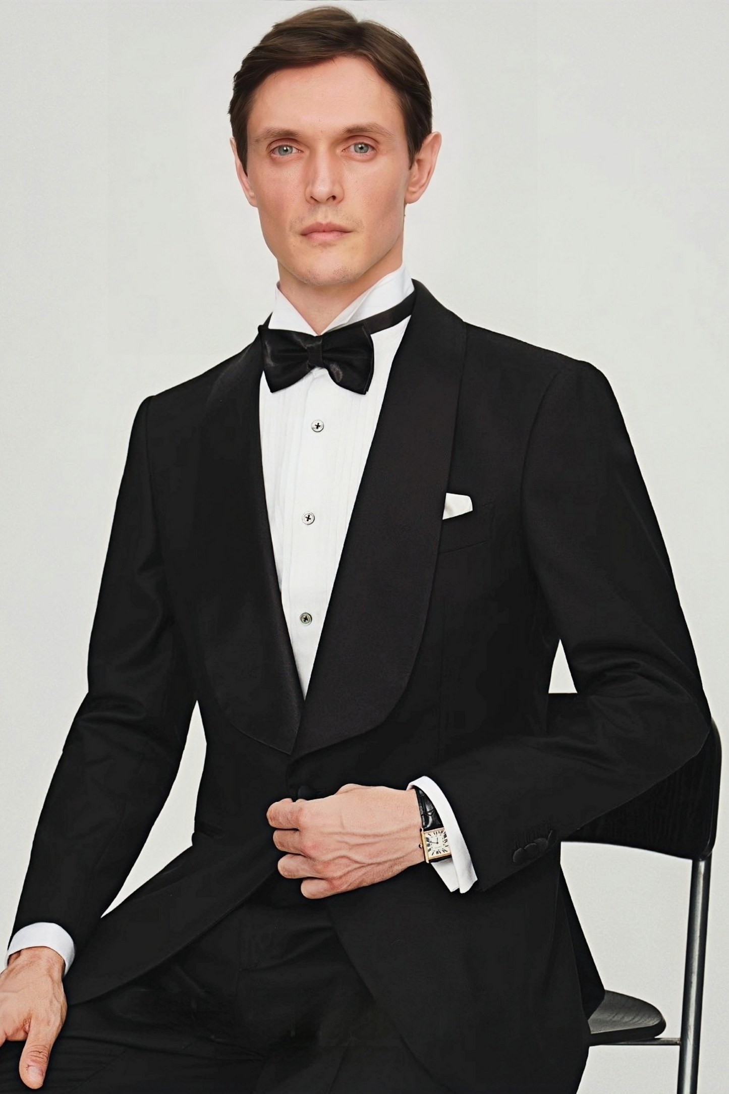 Orion black shawl-lapels suit