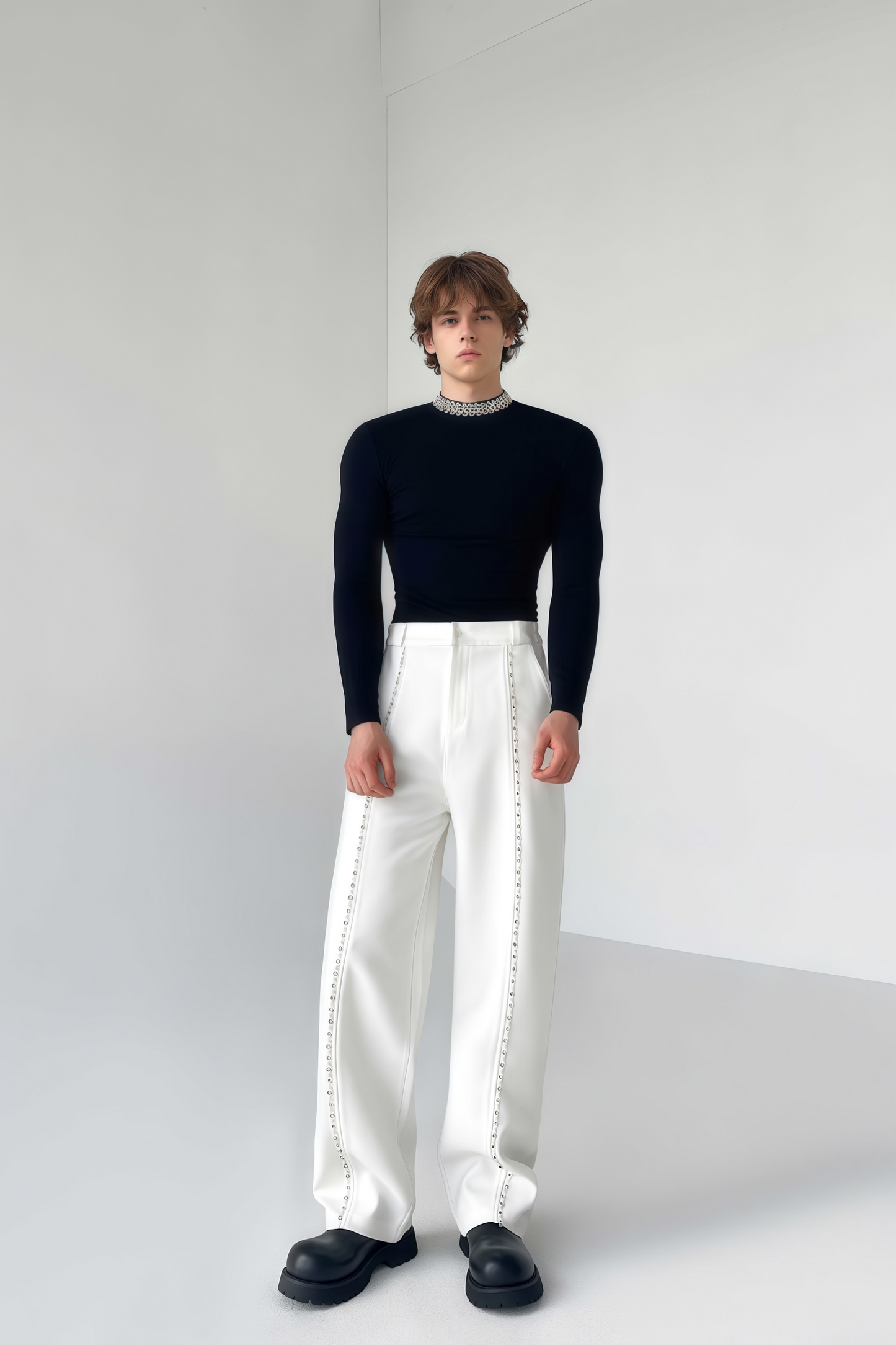 Matthew white crystal-embellished trousers
