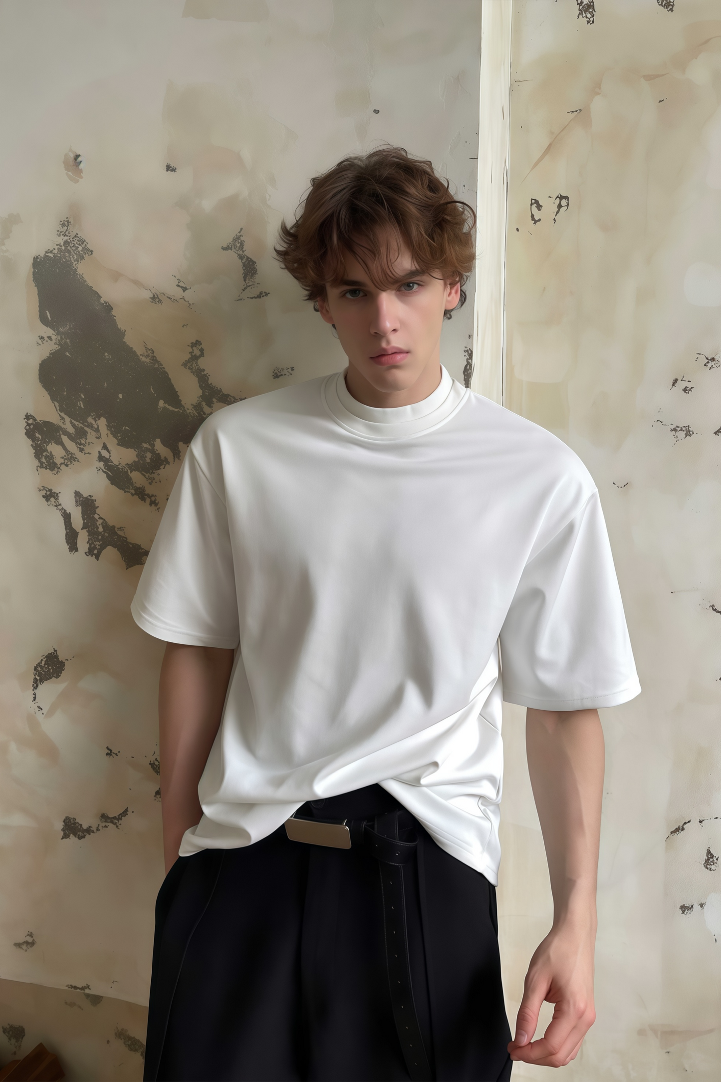 Yves white double-collar T-shirt