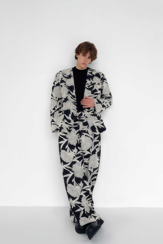Viktor floral-embroidered suit