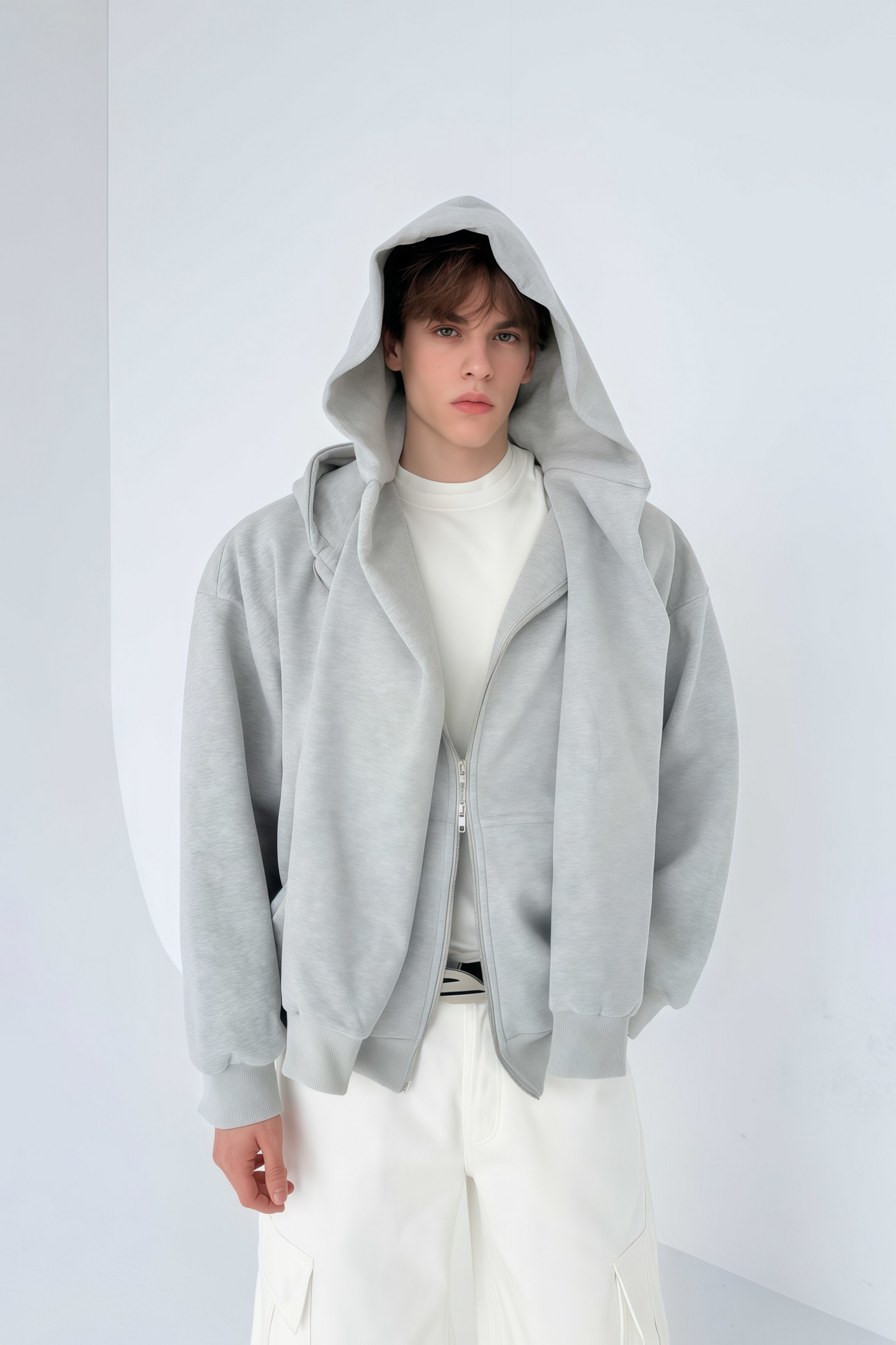 Bennett gray mock two-piece hoodie