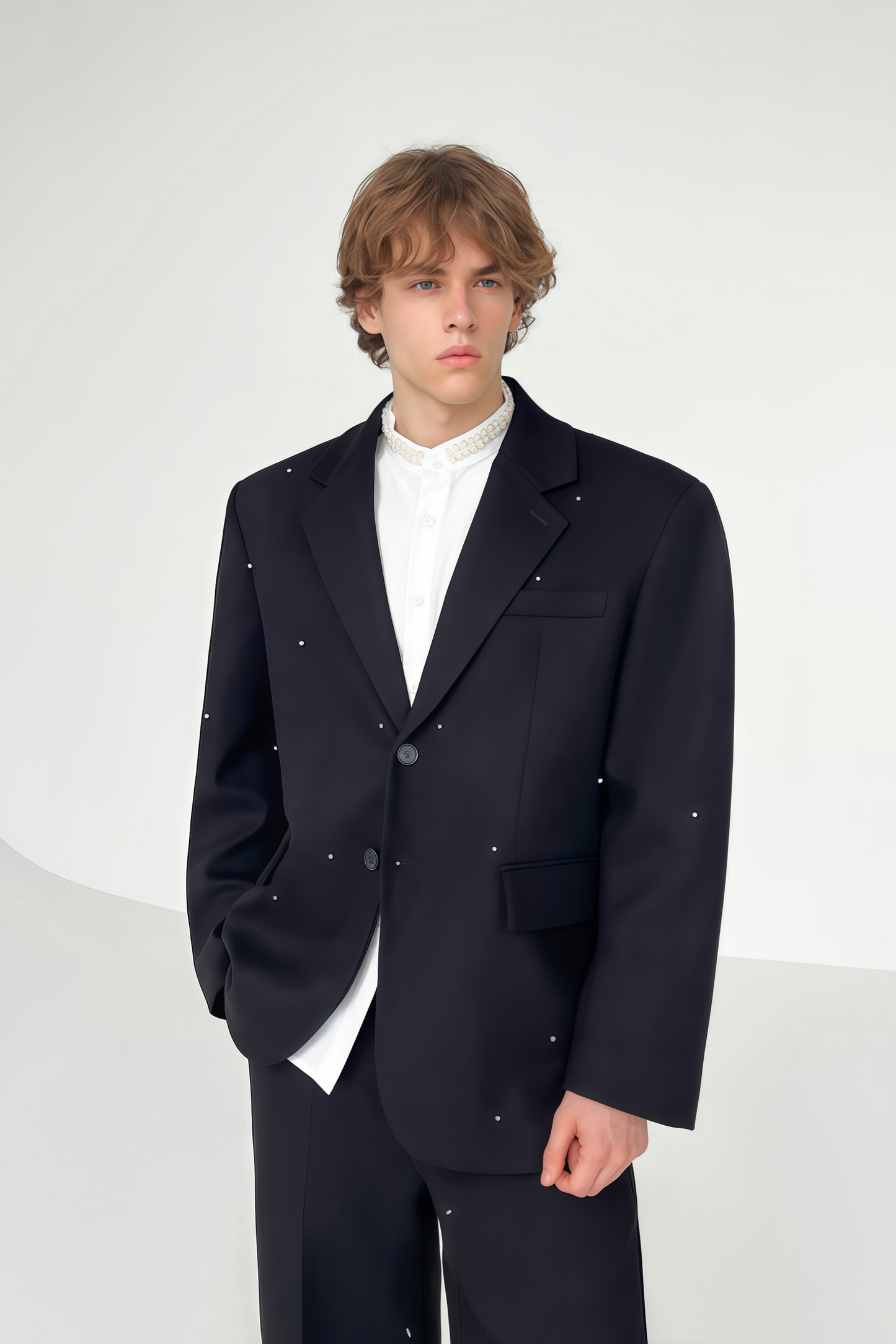 Felix black crystal-embellished suit