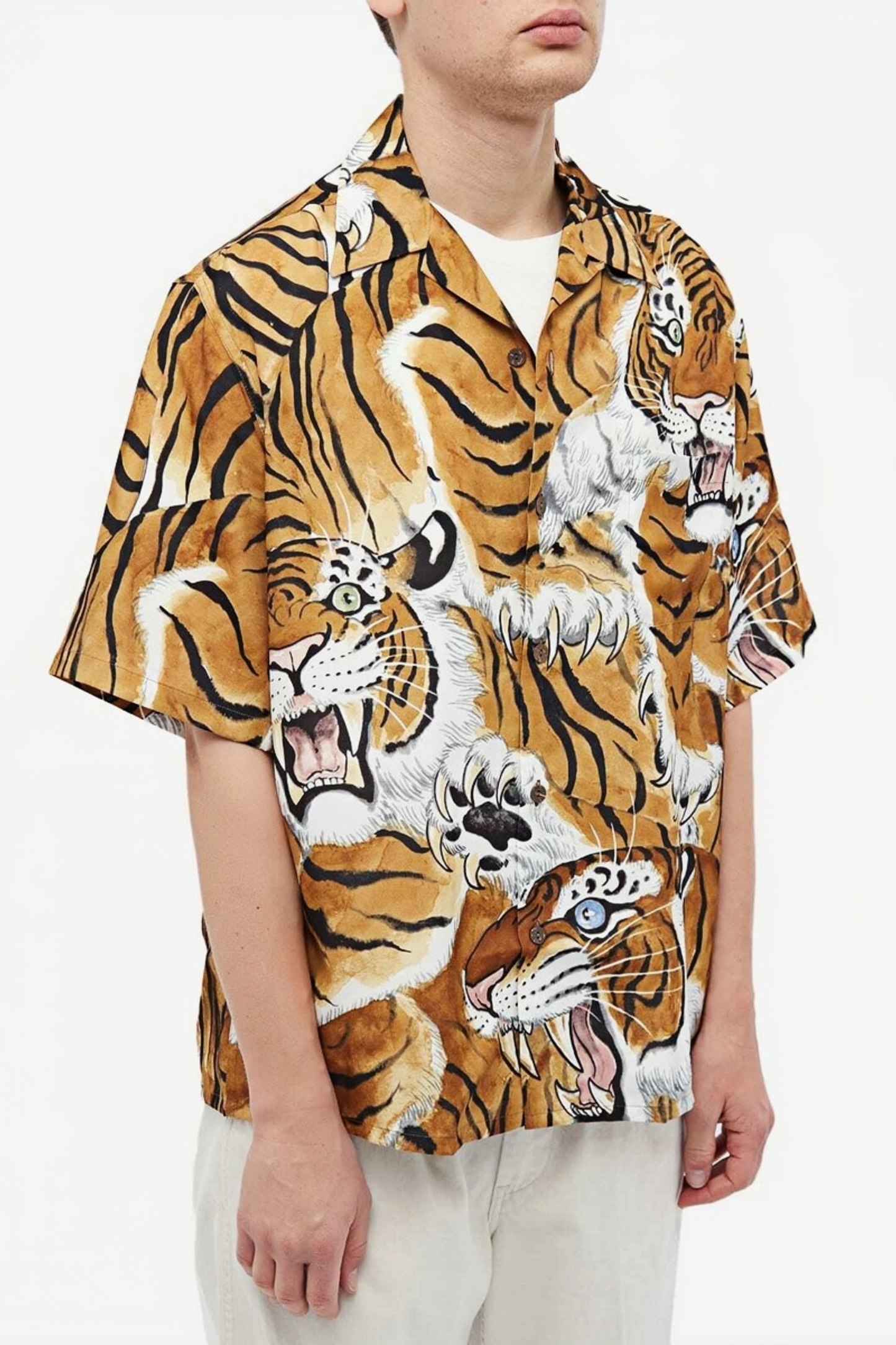 Grégoire yellow tiger face short-sleeve shirt