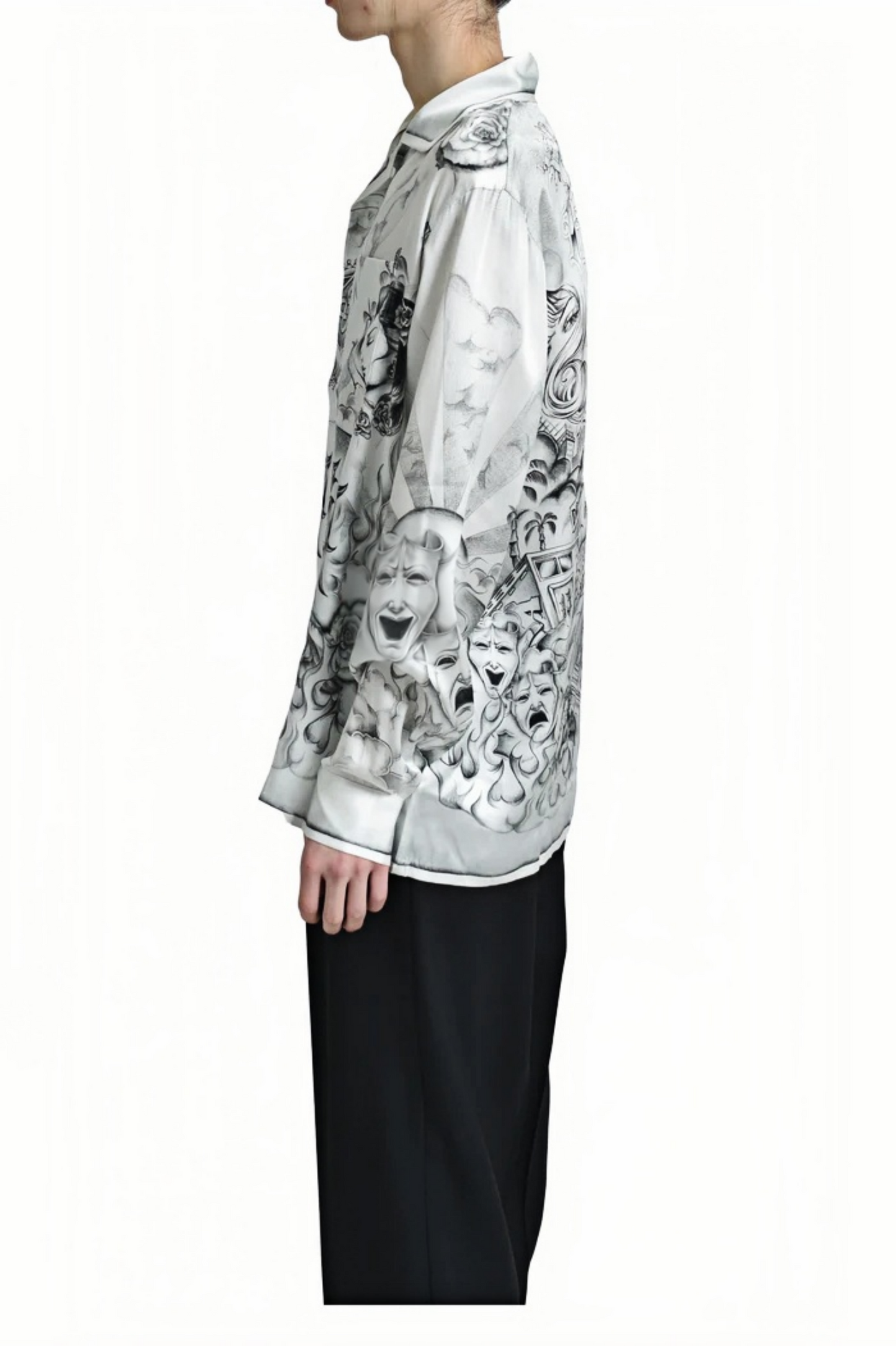 Harry white graphic print long-sleeve shirt